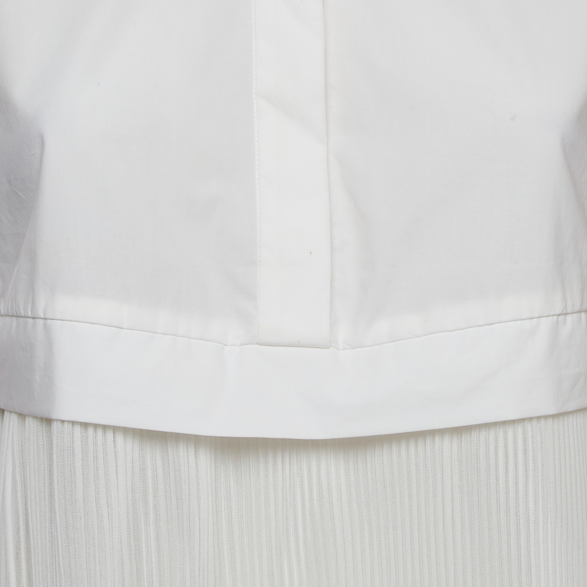 McQ By Alexander McQueen White Cotton Pleated Sleeveless Blouse S