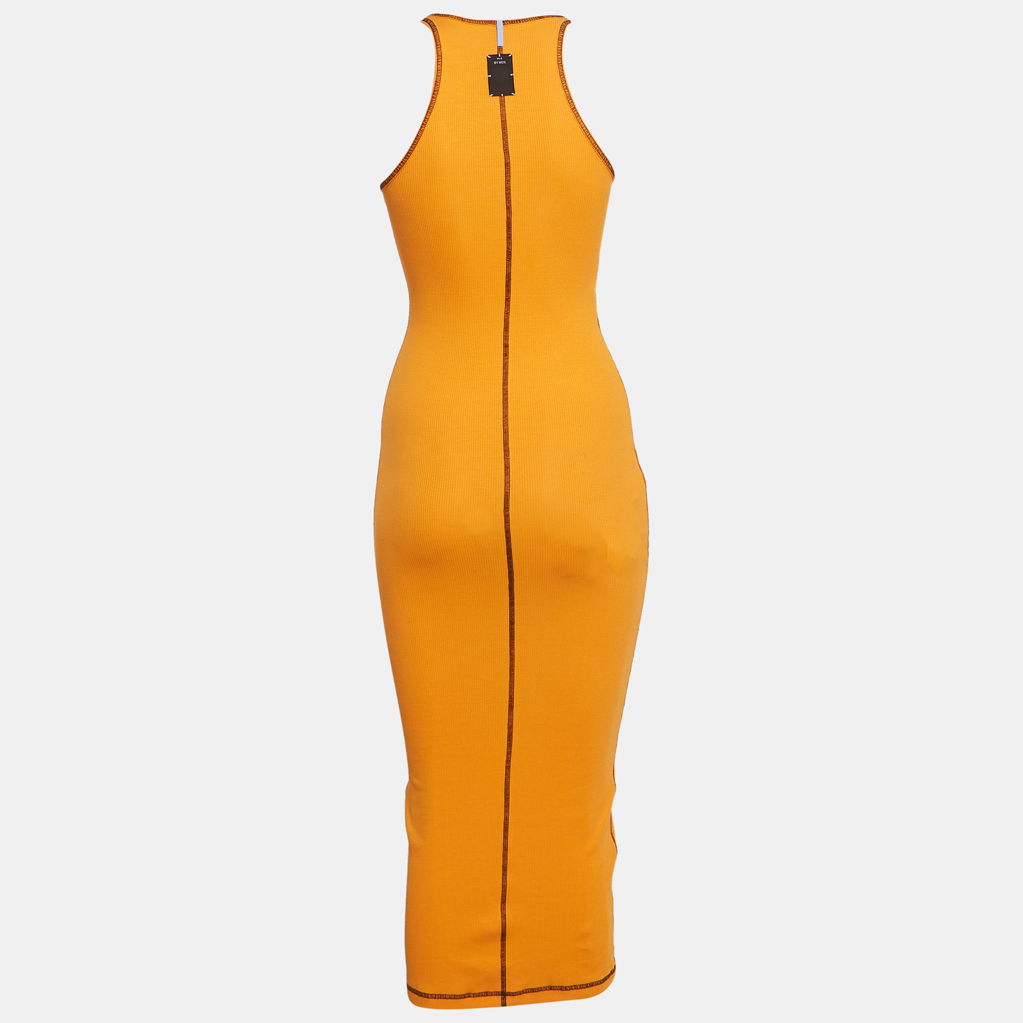 McQ By Alexander McQueen Orange Rocket Rib Knit Tank Dress XXS