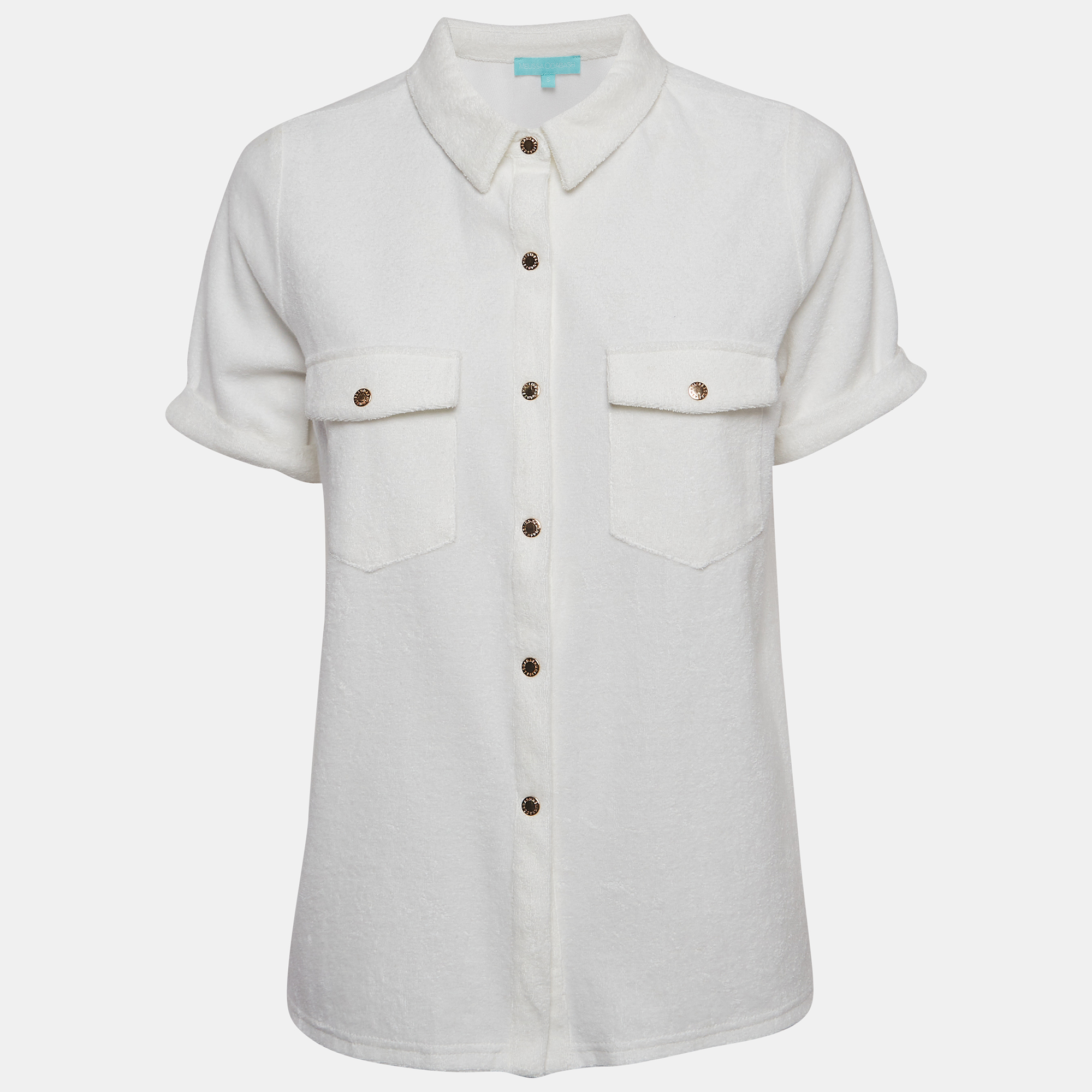 Melissa odabash white cotton terry button front tori shirt s