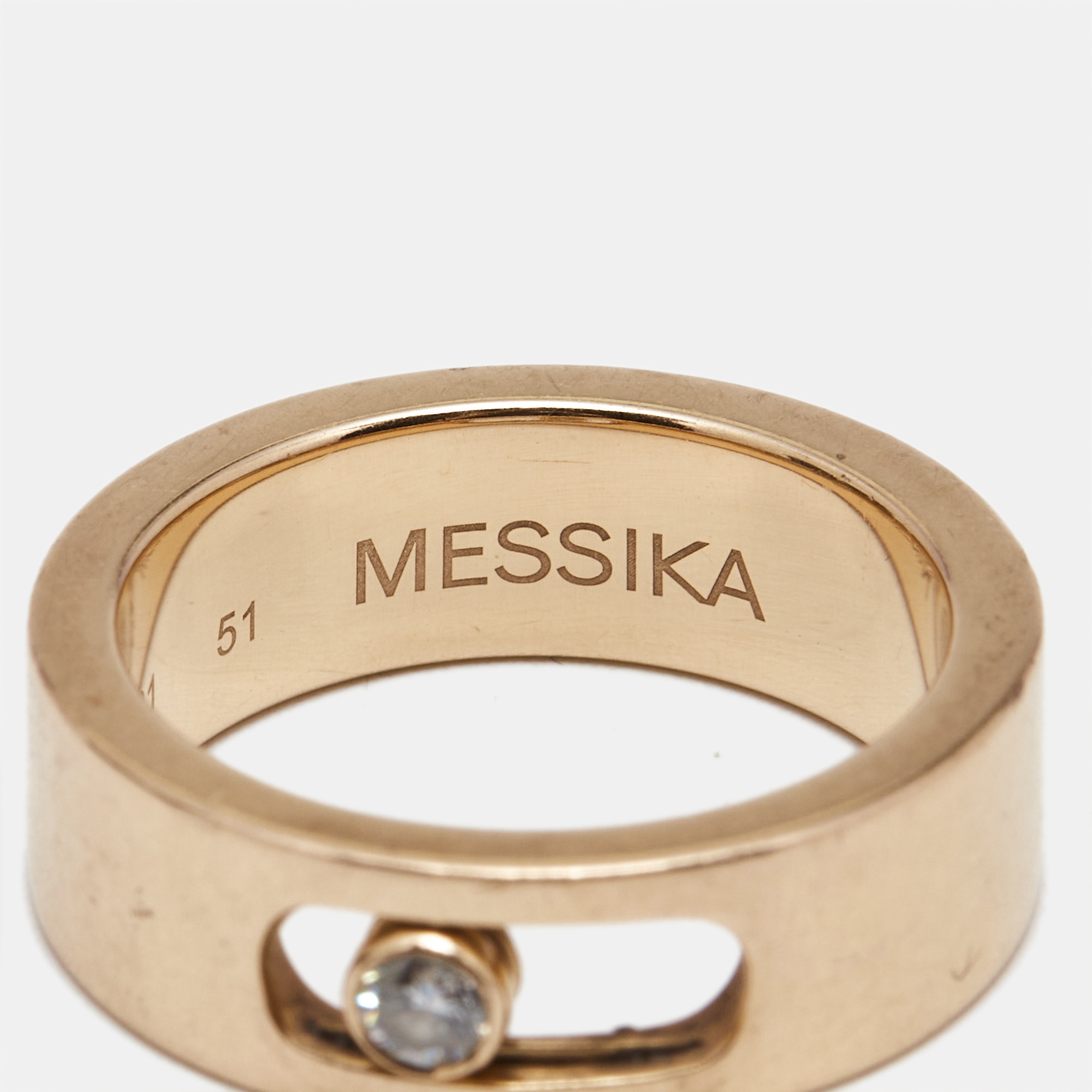 Messika Move Joaillerie Diamond 18k Rose Gold Wedding Ring Size 51