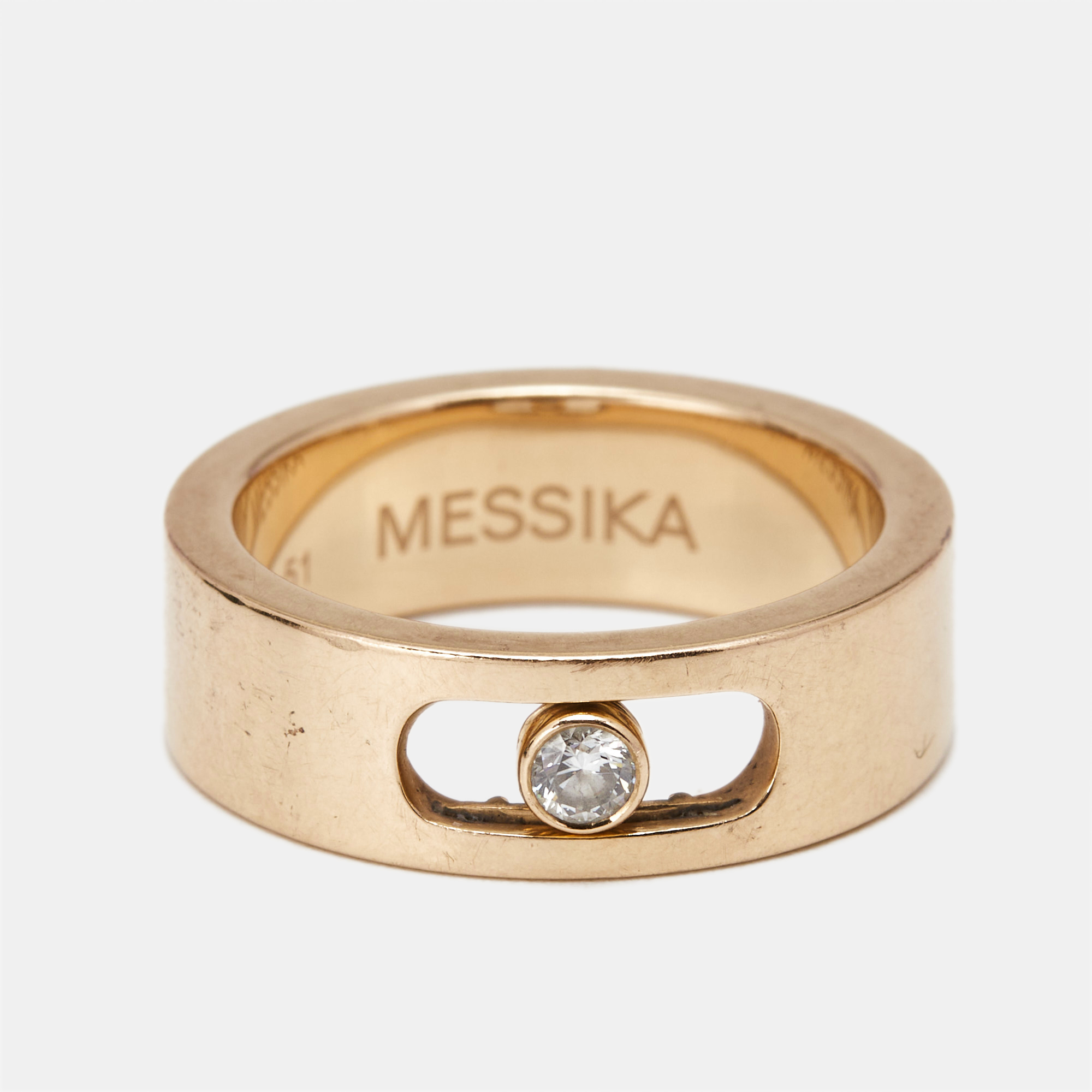 Messika Move Joaillerie Diamond 18k Rose Gold Wedding Ring Size 51