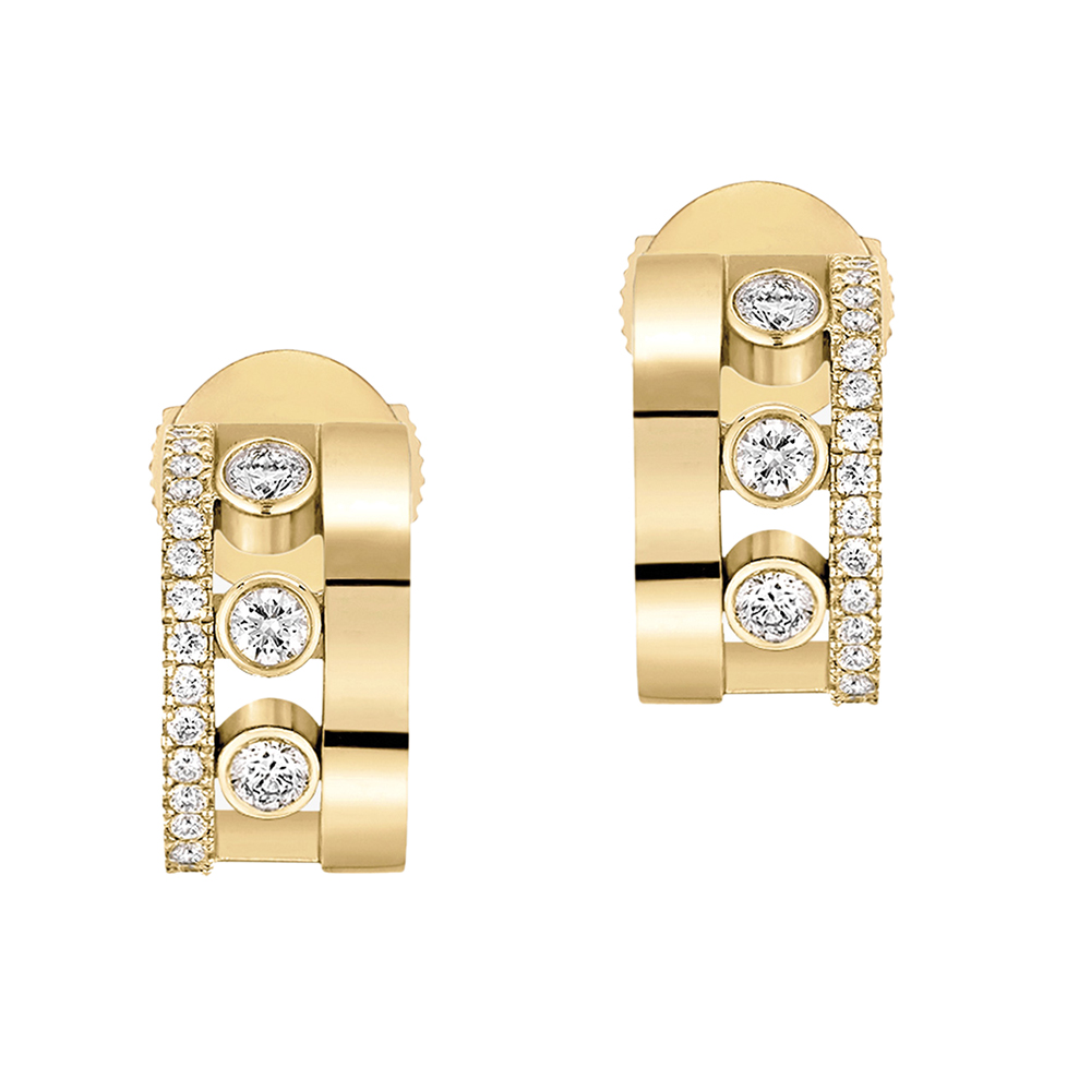 Messika 18k yellow gold diamond move romane mini hoop earrings