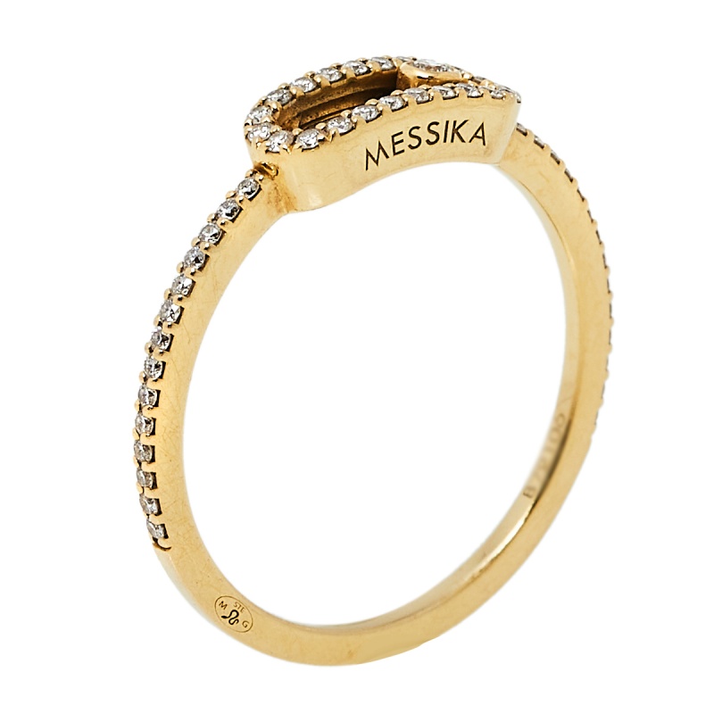 Messika Move Uno Pave Diamond 18K Yellow Gold Ring Size 52