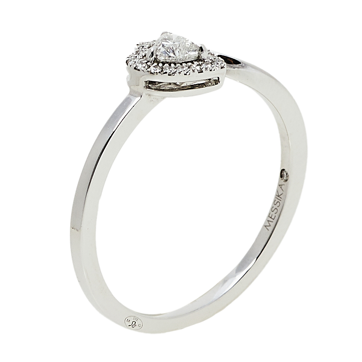 Messika Joy Coeur Diamond 18K White Gold Ring Size 54
