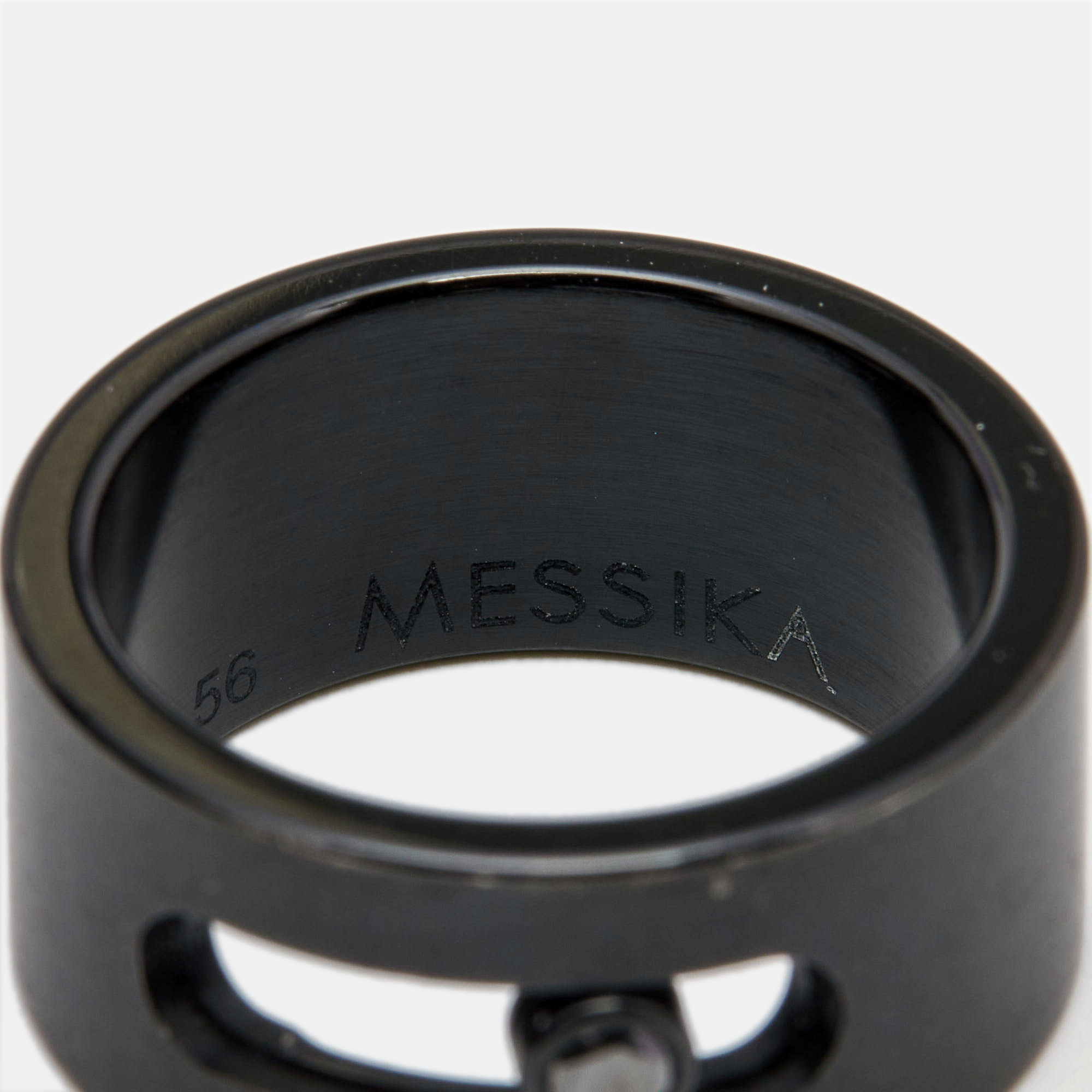 Messika Move Titanium Black Diamond Band Ring Size 56