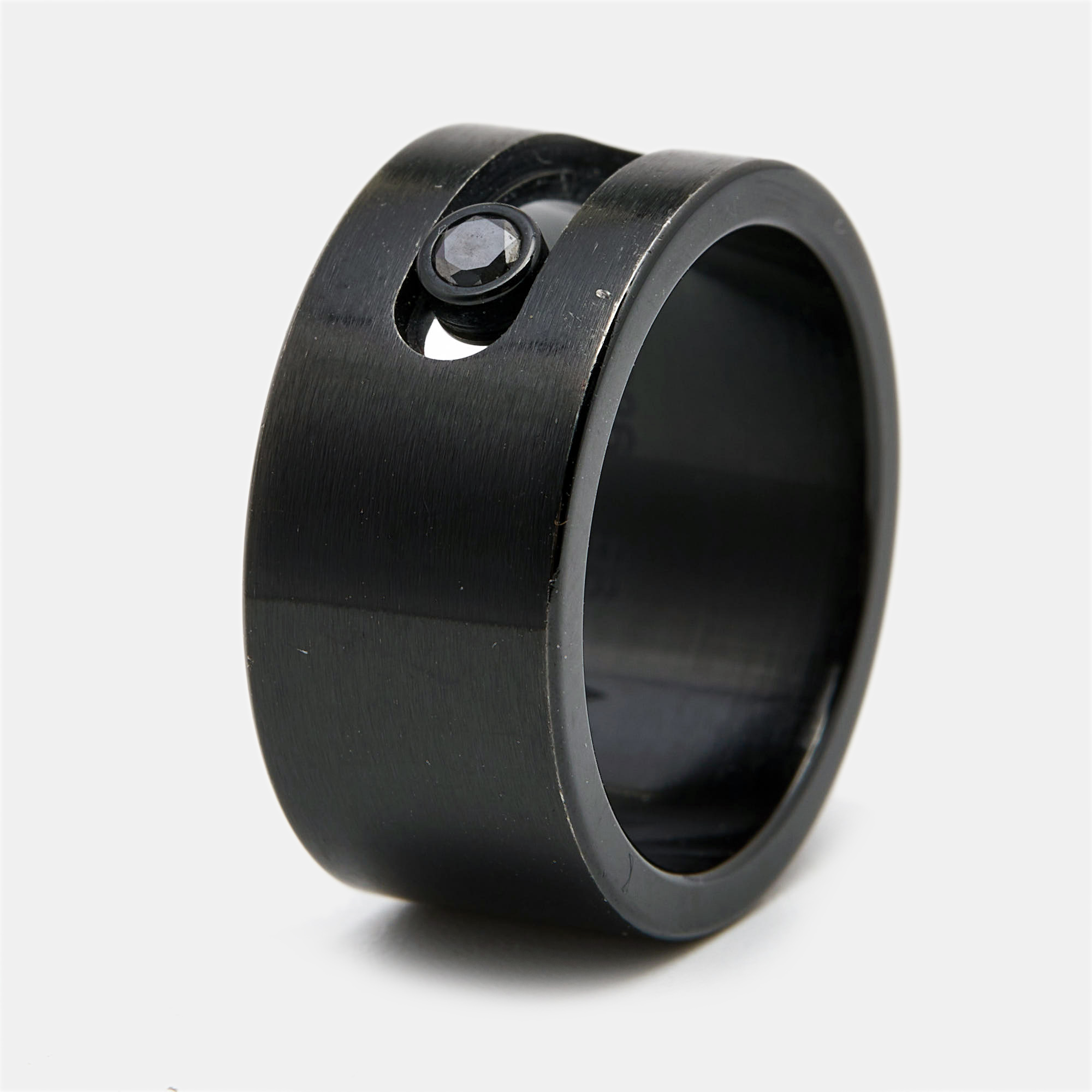 Messika Move Titanium Black Diamond Band Ring Size 56