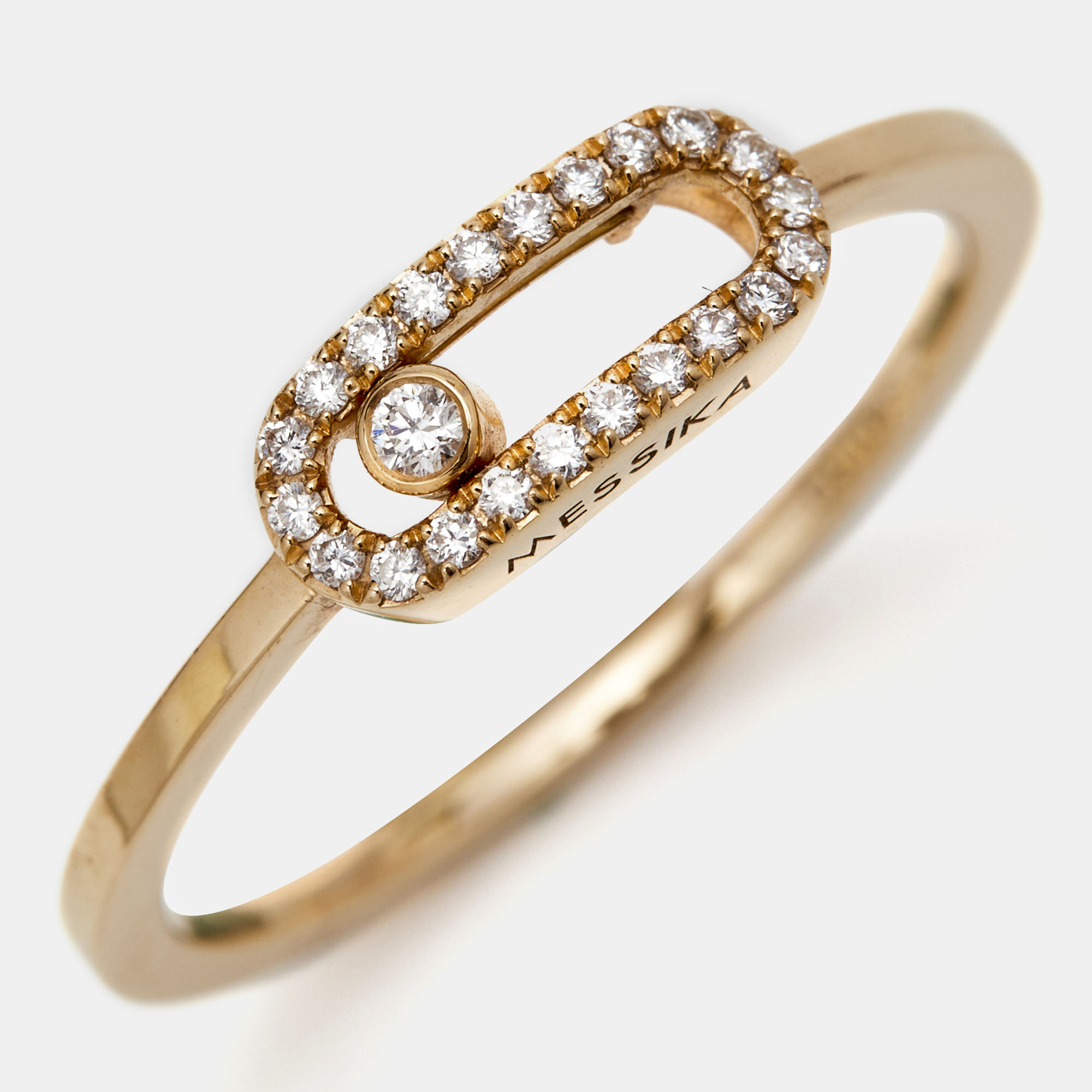 Messika Move Uno Diamond 18k Rose Gold Ring Size 53