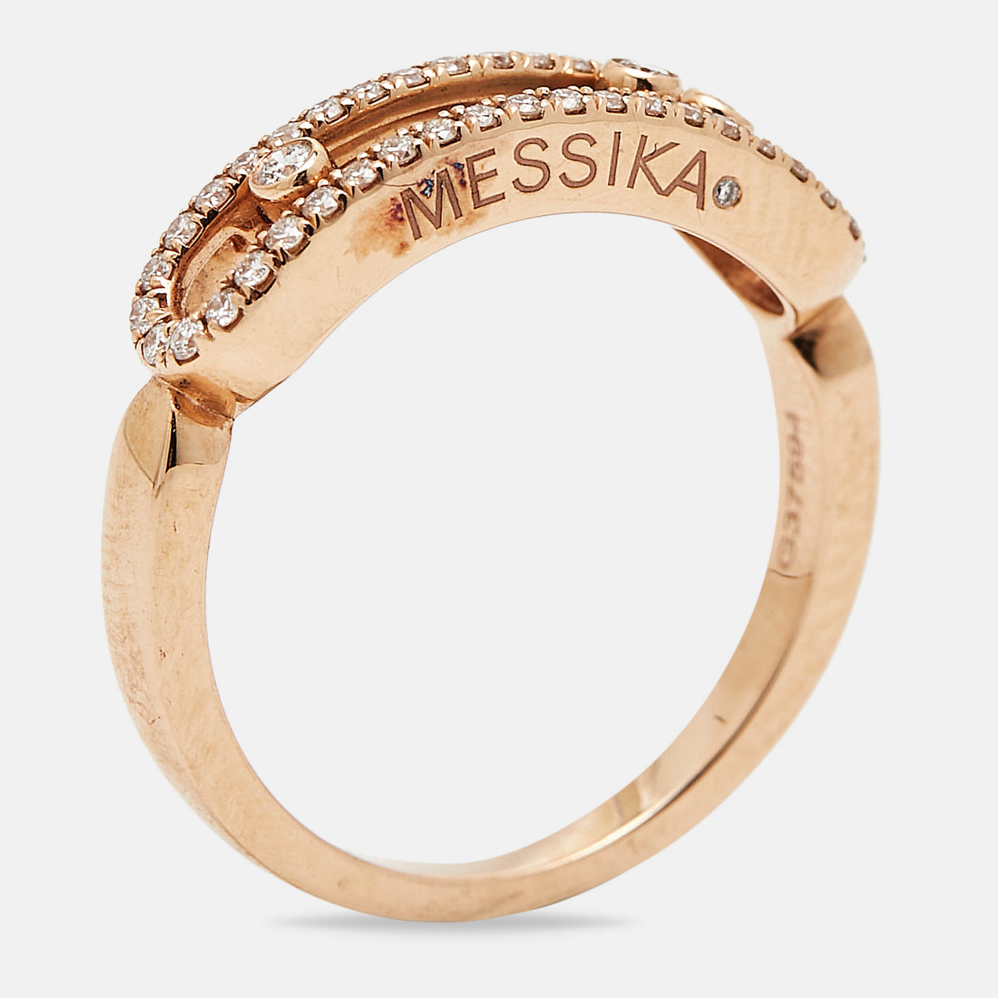Messika baby move pav&eacute; diamond 18k rose gold ring size 52
