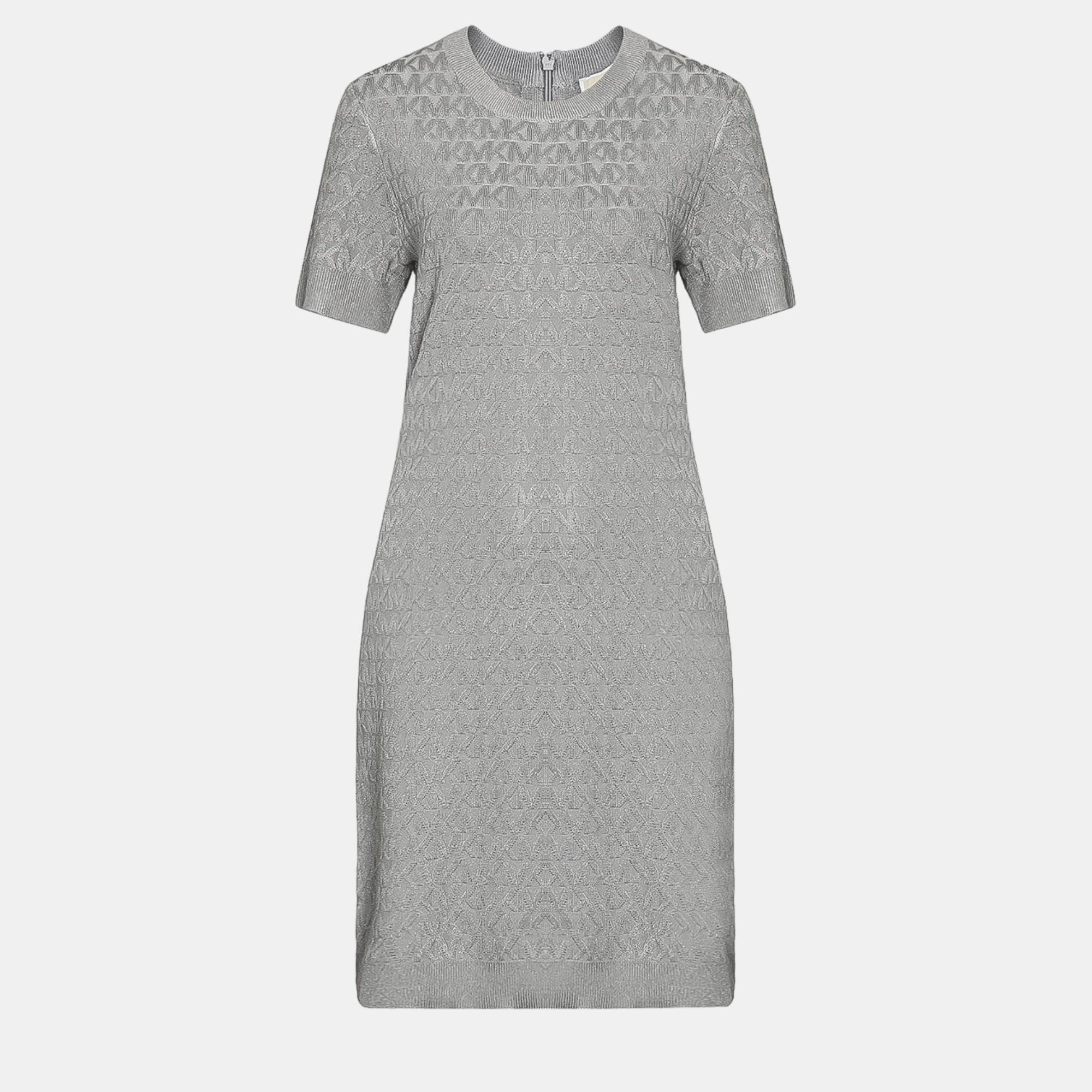 Michael kors grey metallic knit short dress s