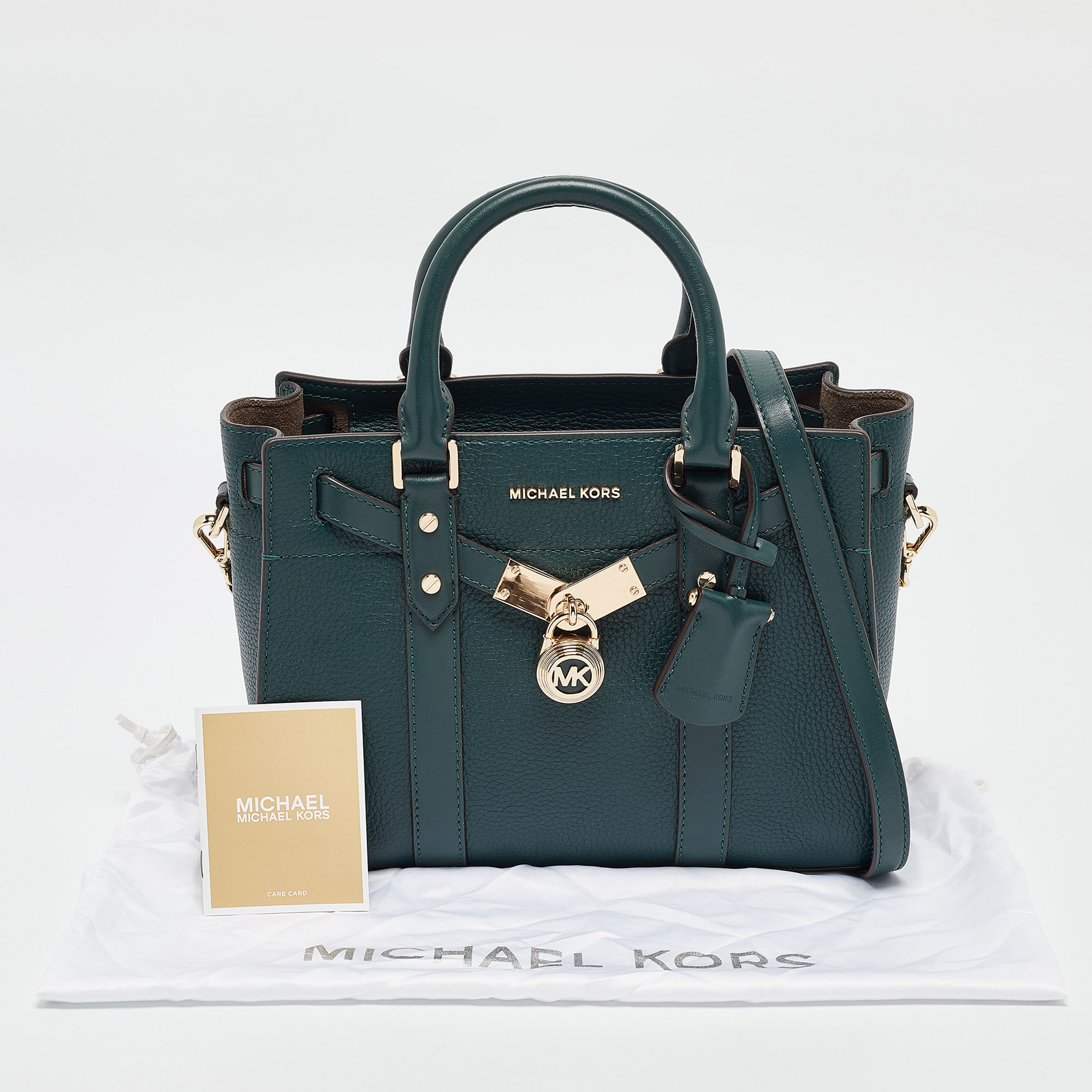 Michael Kors Green Leather Small Nouveau Hamilton Tote