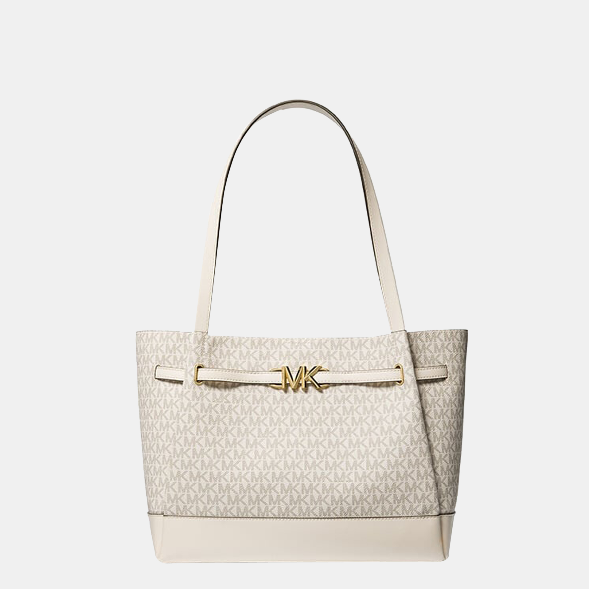Michael Kors Cream / White - Signature Canvas - Reed Large Belted Tote