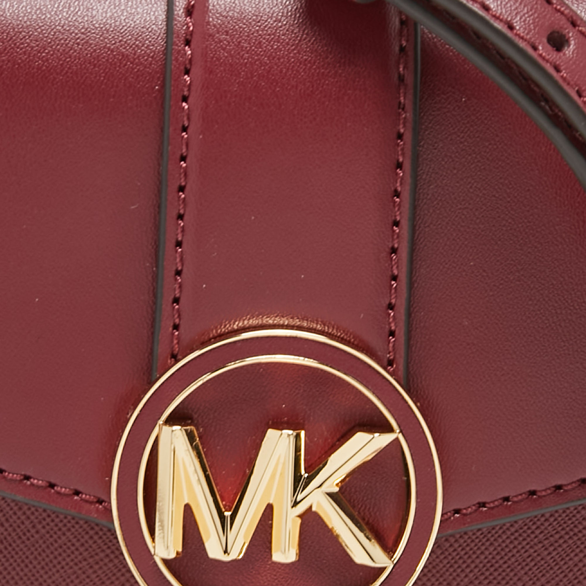 Michael Kors Burgundy Leather Small Carmen Phone Crossbody Bag