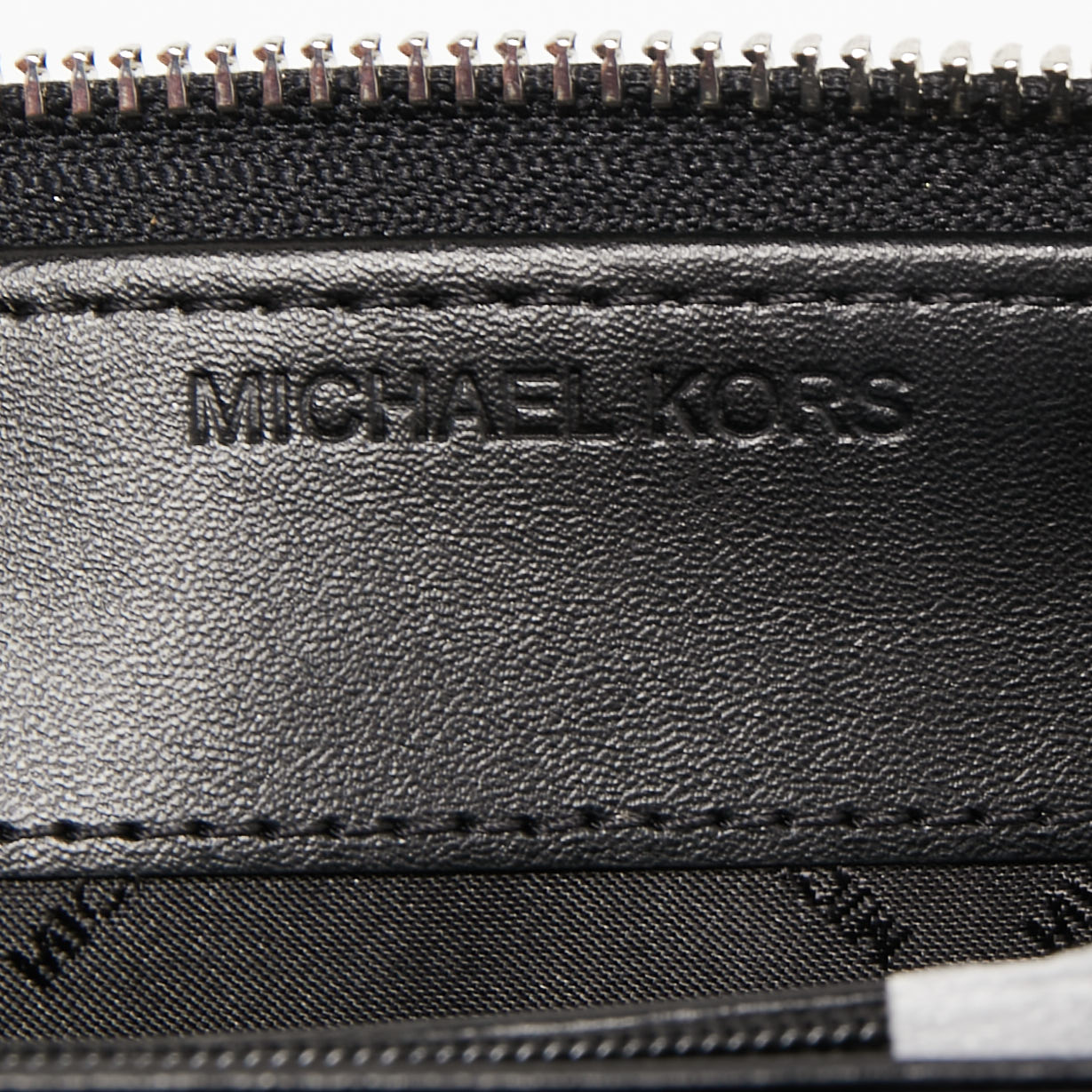 Michael Kors Grey/Black Signature Coated Canvas Zip Around Wristlet Wallet