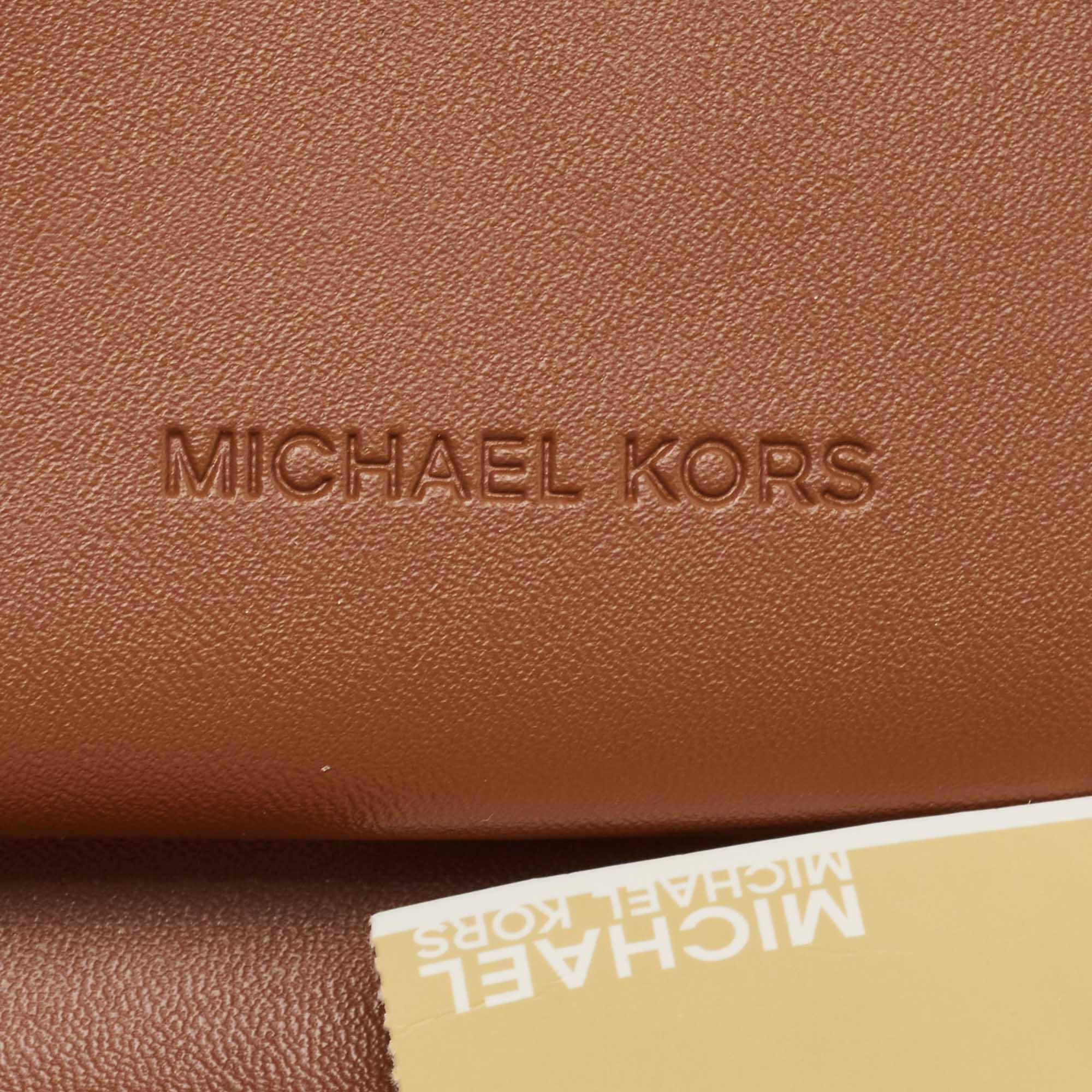 Michael Kors Brown Leather Jet Set Phone Case Zip Around Wristlet Wallet