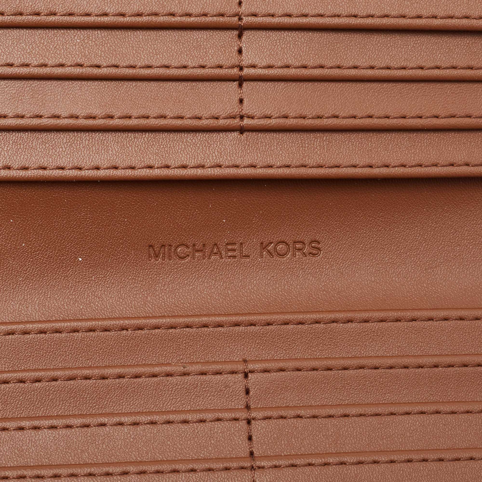 Michael Kors Brown Signature Coated Canvas Reed Wallet