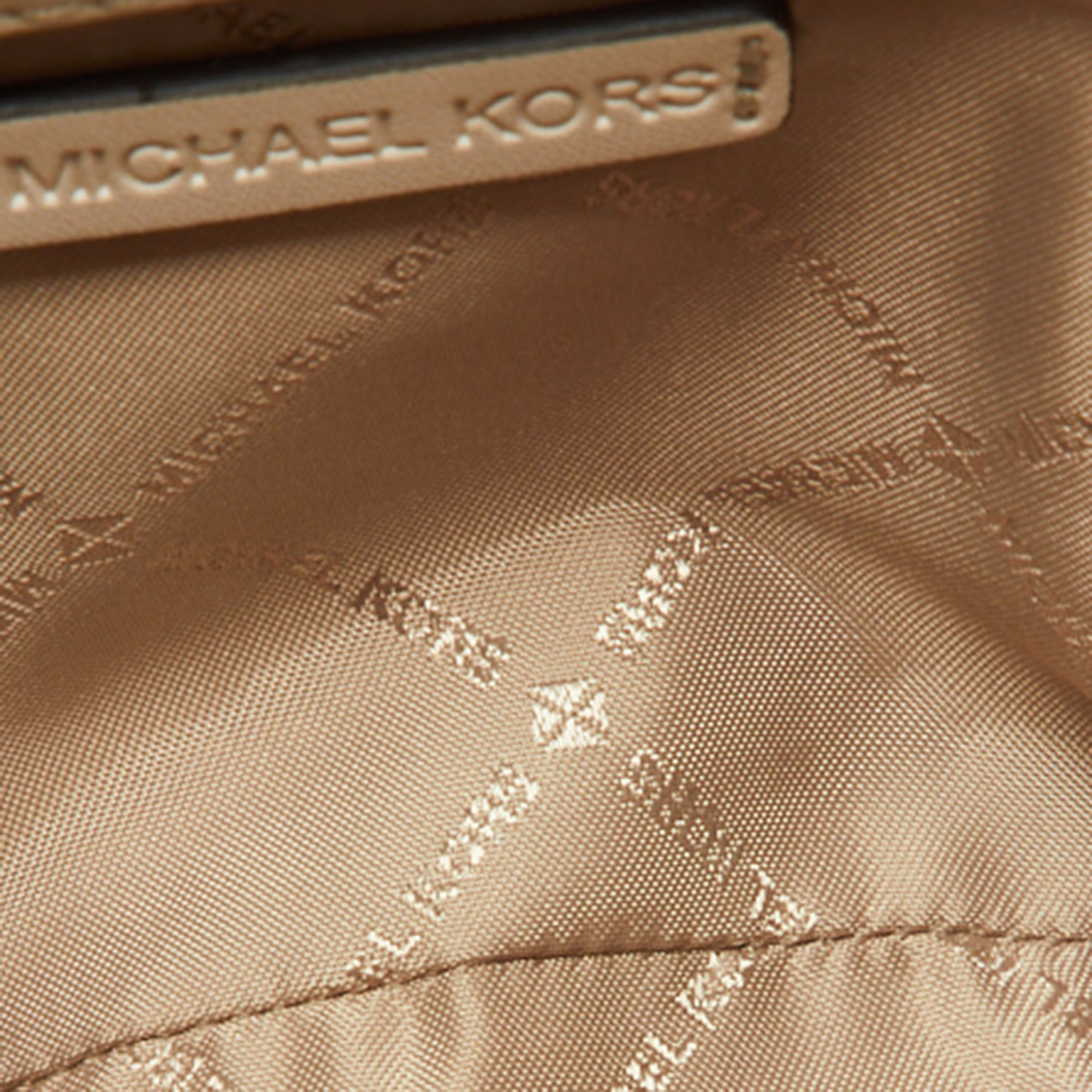 Michael Kors Cream Signature Coated Canvas Cece Chain Shoulder Bag