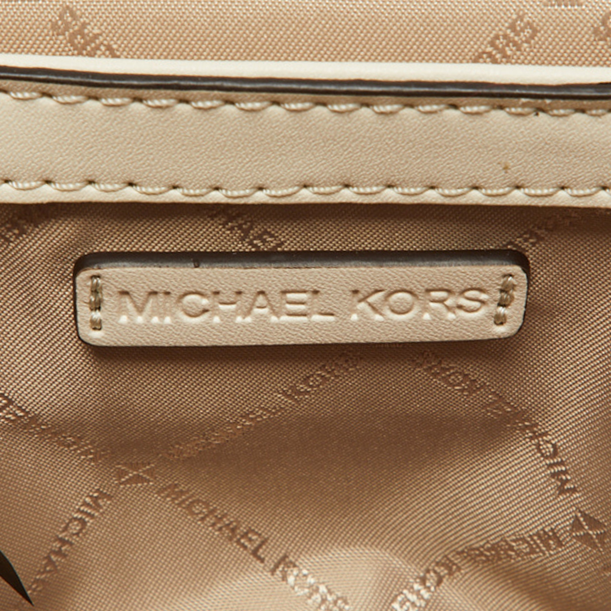 Michael Kors Cream Signature Coated Canvas Cece Chain Shoulder Bag