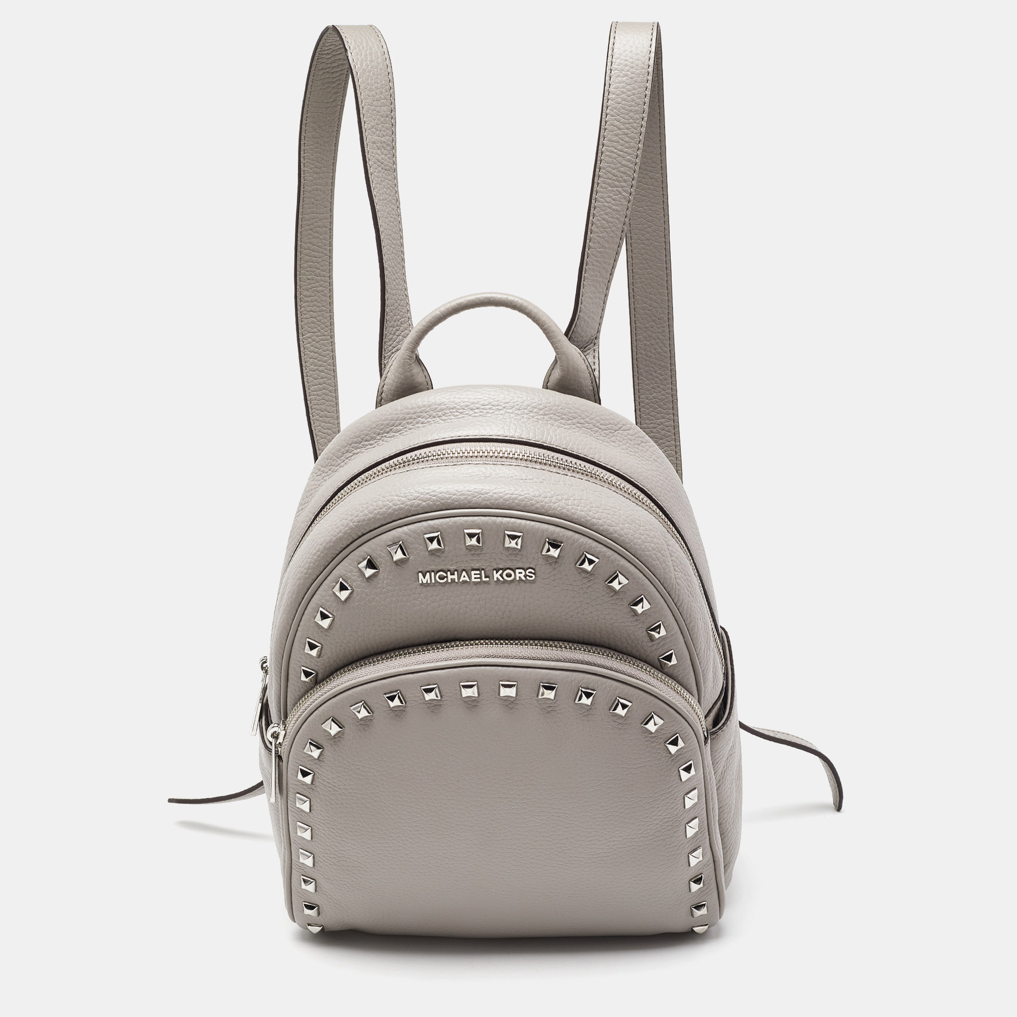 Michael michael kors grey leather abbey studded backpack