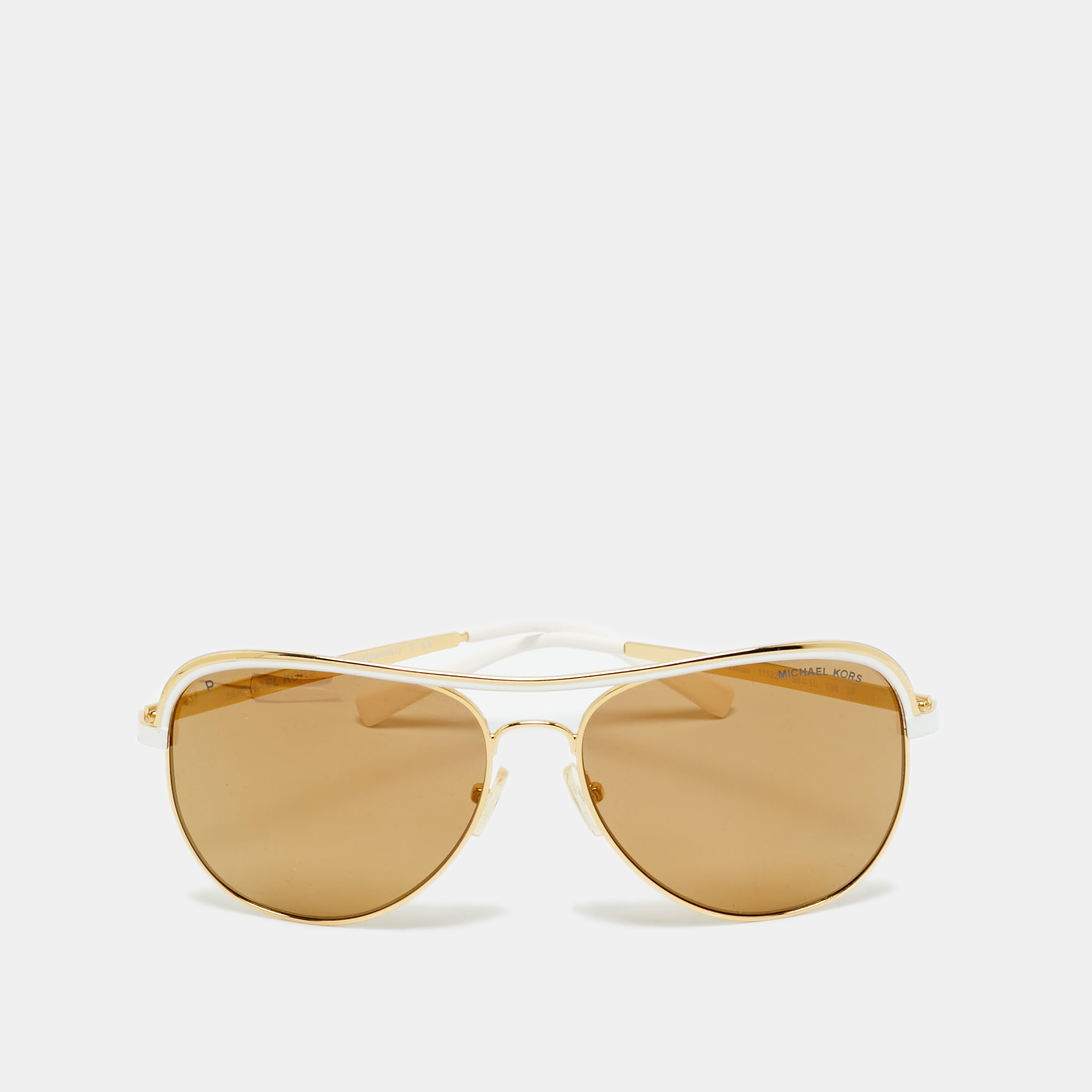 Michael Kors Gold/White MK 1012 Viviana Aviator Sunglasses 
Michael Kors Gold/White MK 1012 Viviana Aviator Sunglasses