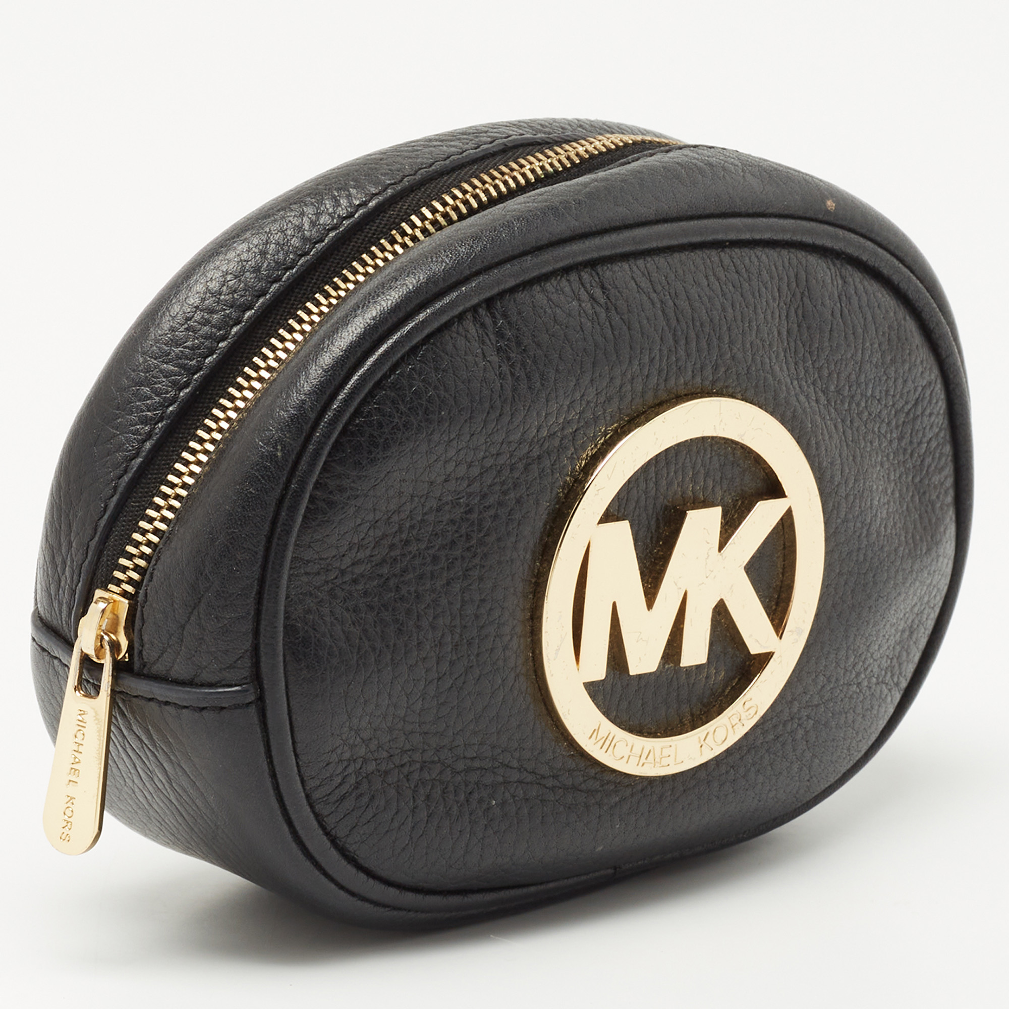 Michael Kors Black Leather Fulton Cosmetic Pouch