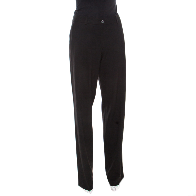 Michael Kors Black Wool Straight Fit Tailored Trousers M
