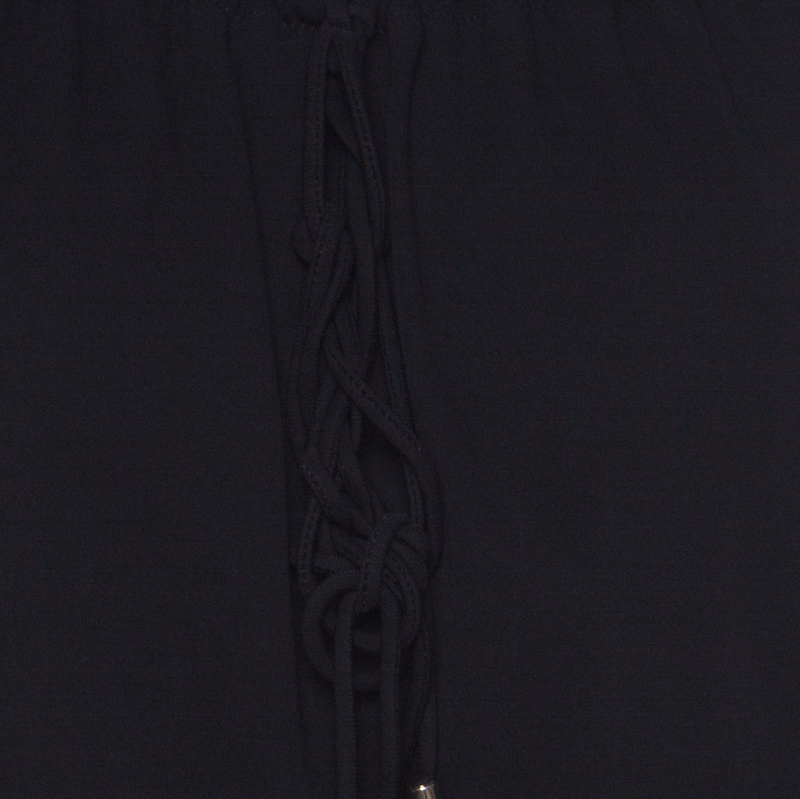 Michael Kors Black Crepe Drawstring Detail Off Shoulder Top XS