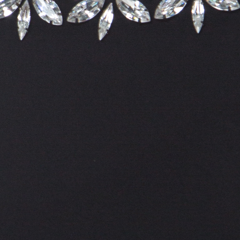 Michael Kors Black Crepe Embellished Bateau Neck Asymmetric Dress S