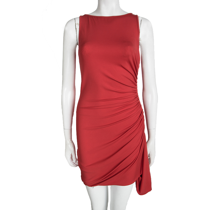 

Michael Kors Red Ruched Zip Detail Sleeveless Dress
