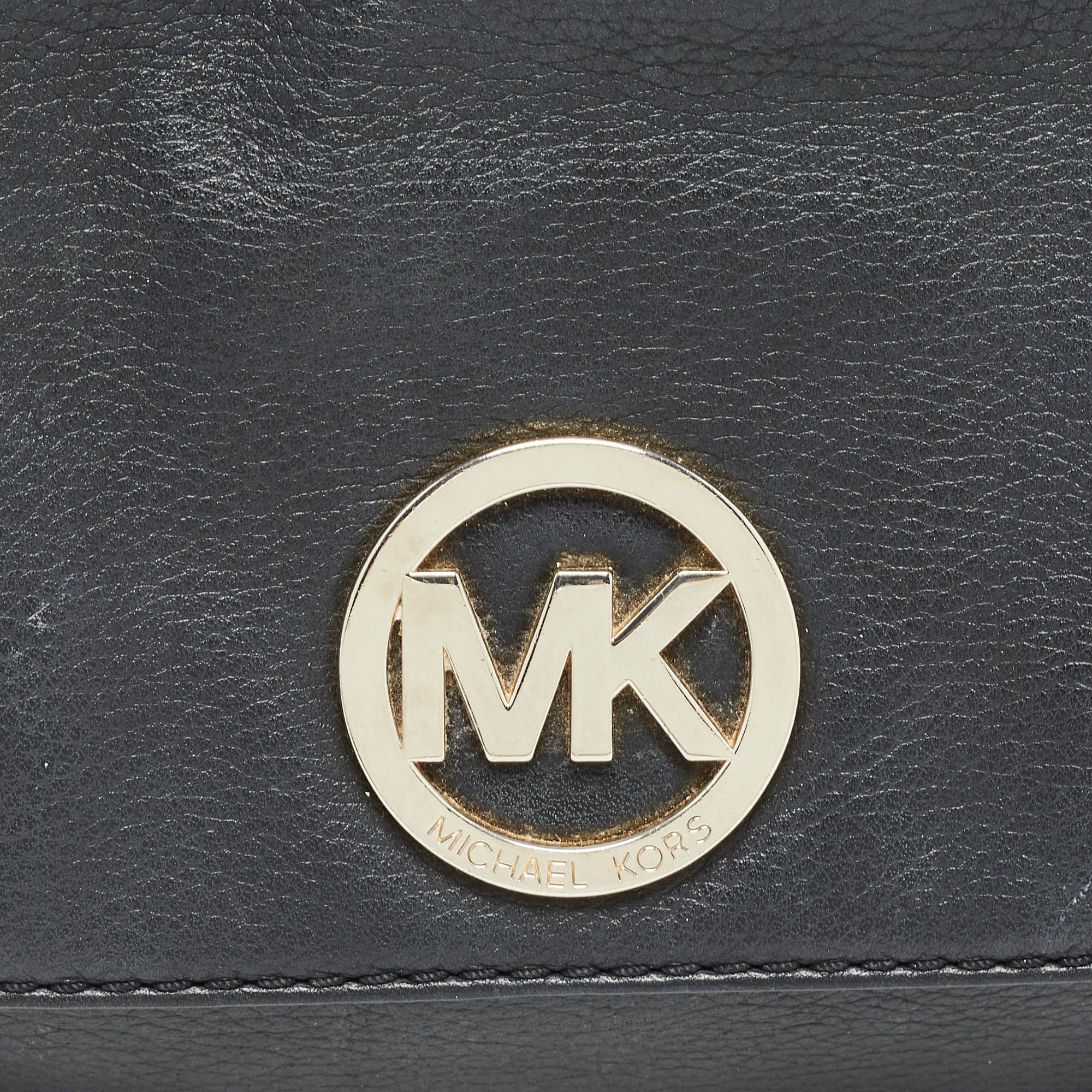 Michael Kors Black Leather Fulton Flap Shoulder Bag