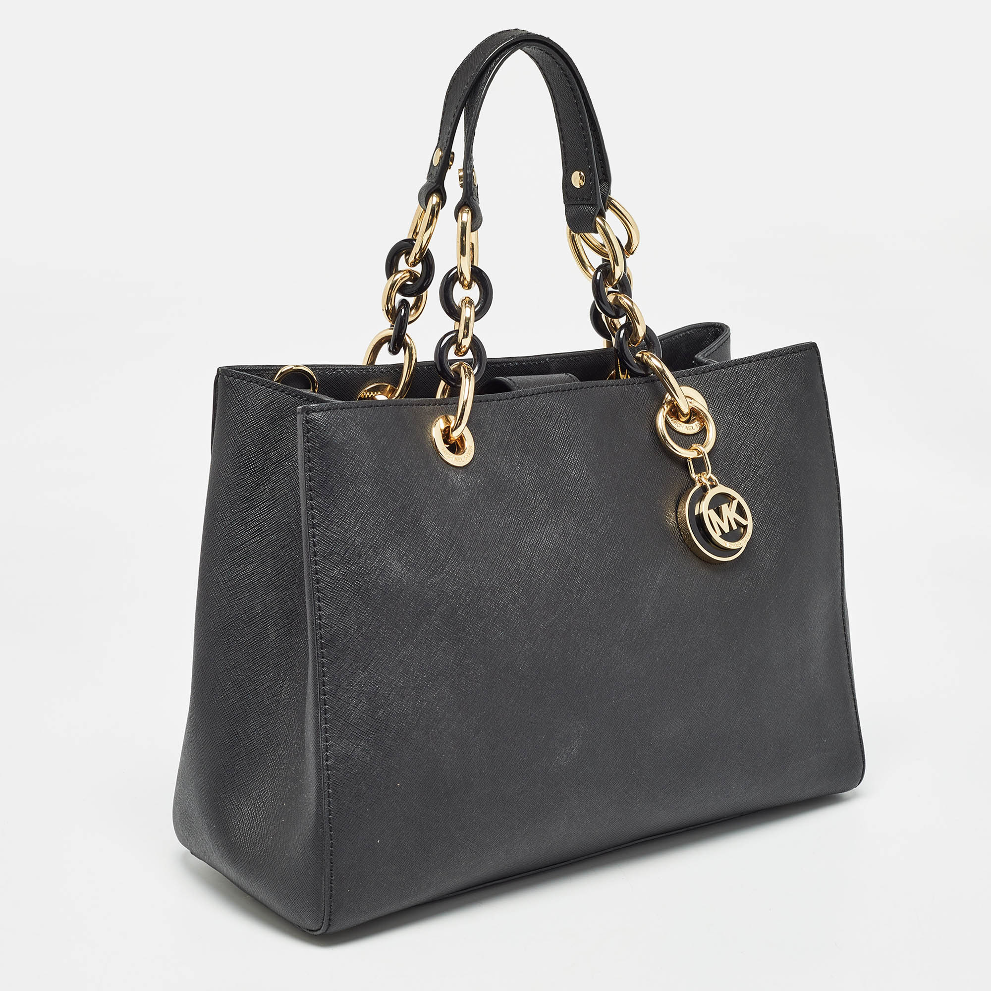 MICHAEL Michael Kors Black Leather Medium Cynthia Tote