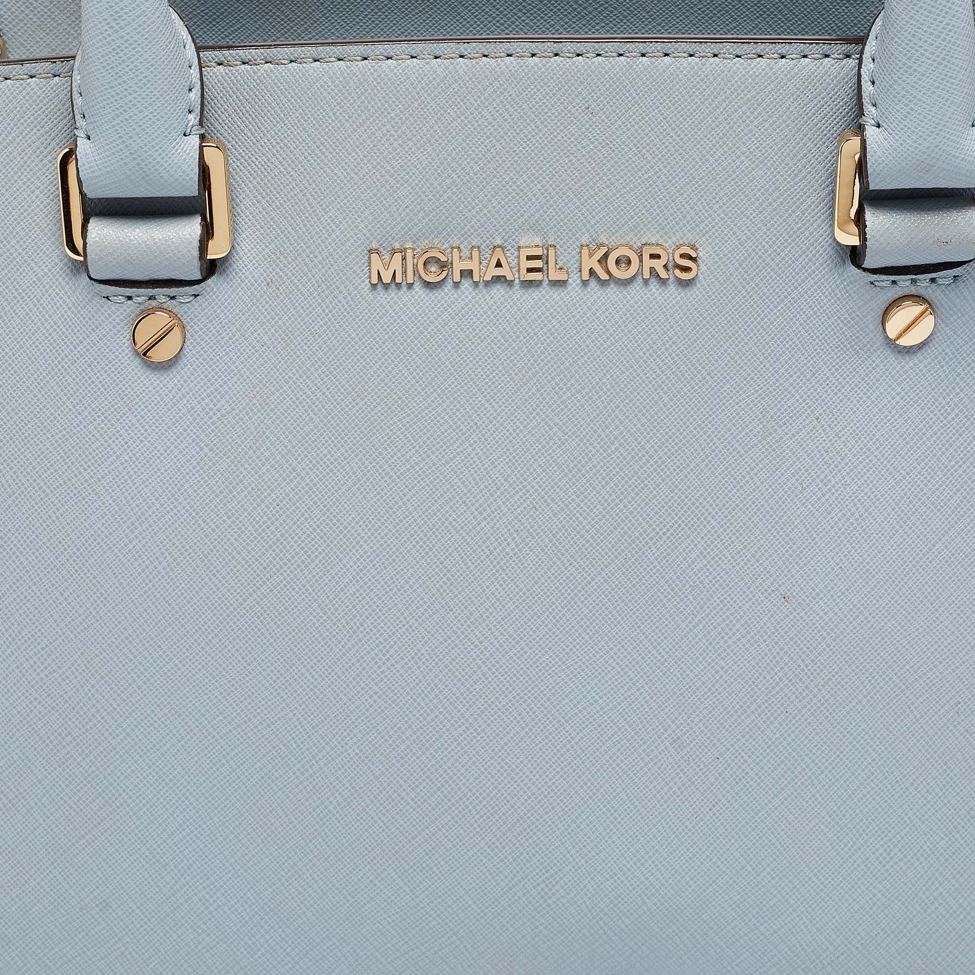 Michael Kors Light Blue Leather Medium Selma Tote