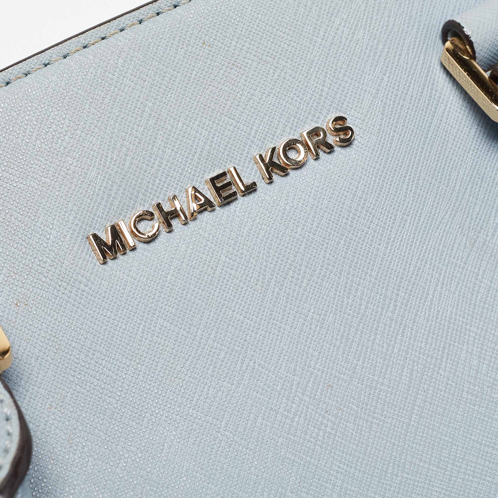 Michael Kors Light Blue Leather Medium Selma Tote