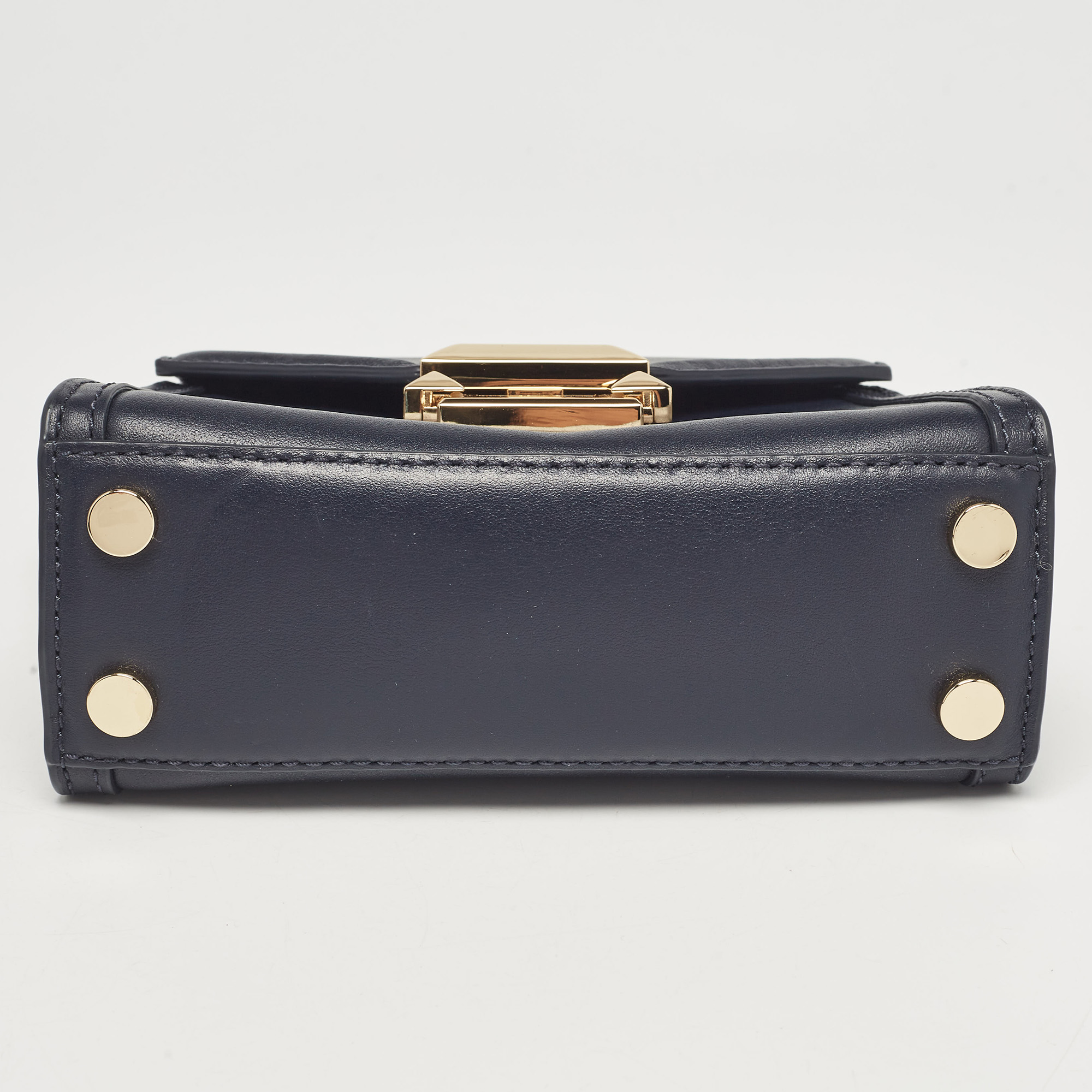 Michael Kors Navy Blue Leather Mini Whitney Top Handle Bag