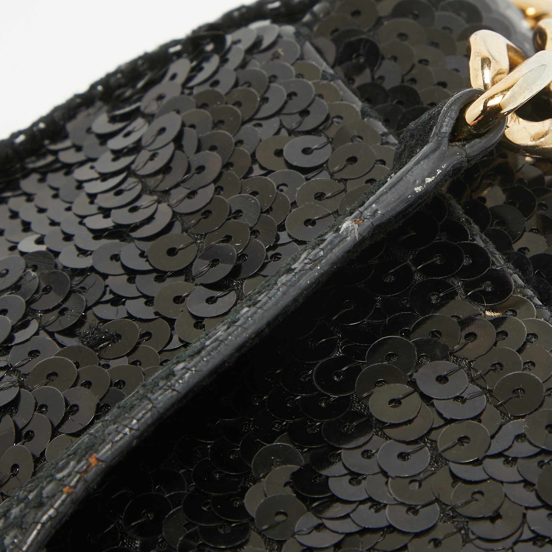 Michael Kors Black Python Embossed And Sequins Logo Flap Shoulder Bag