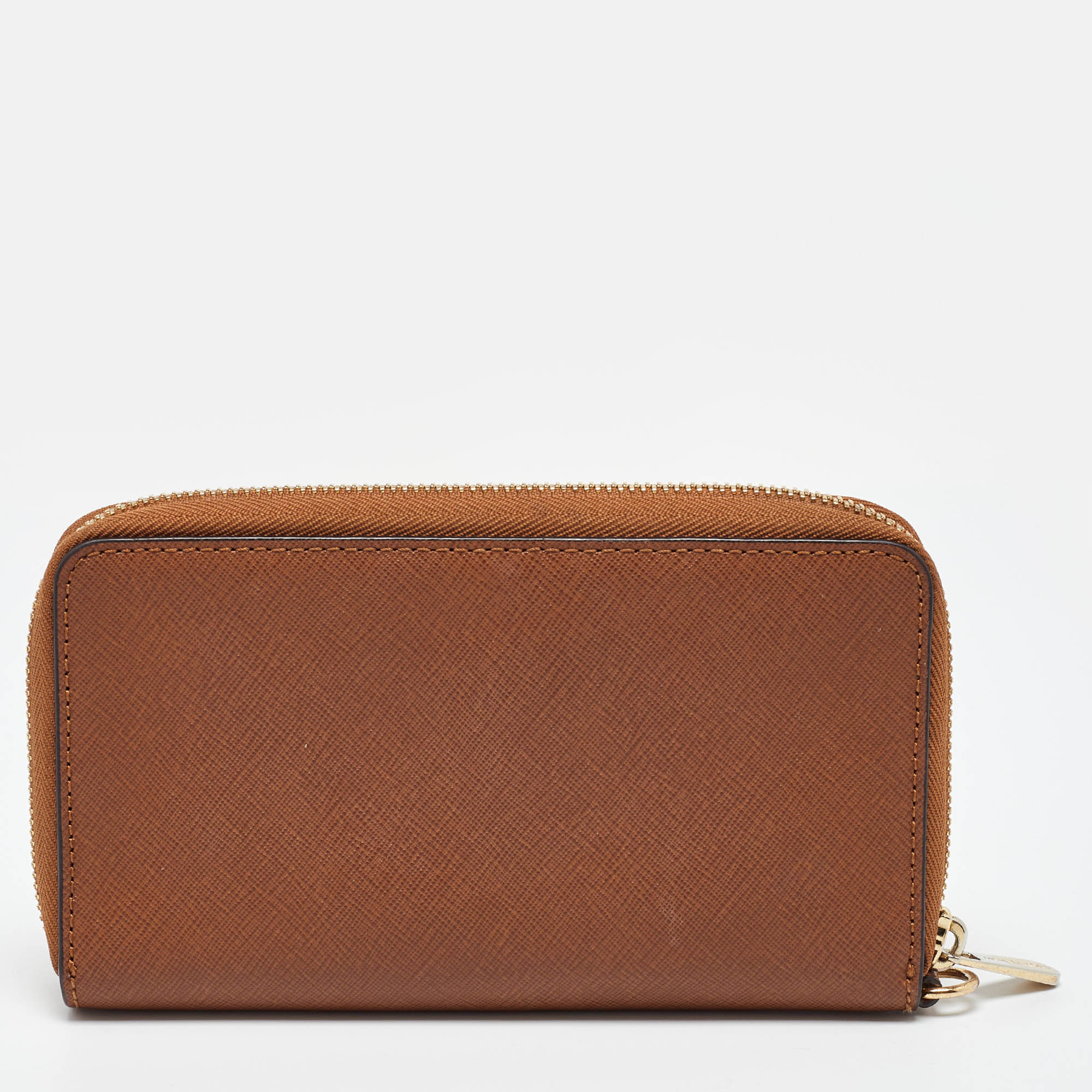 Michael Kors Brown Leather Logo Zip Around Wallet