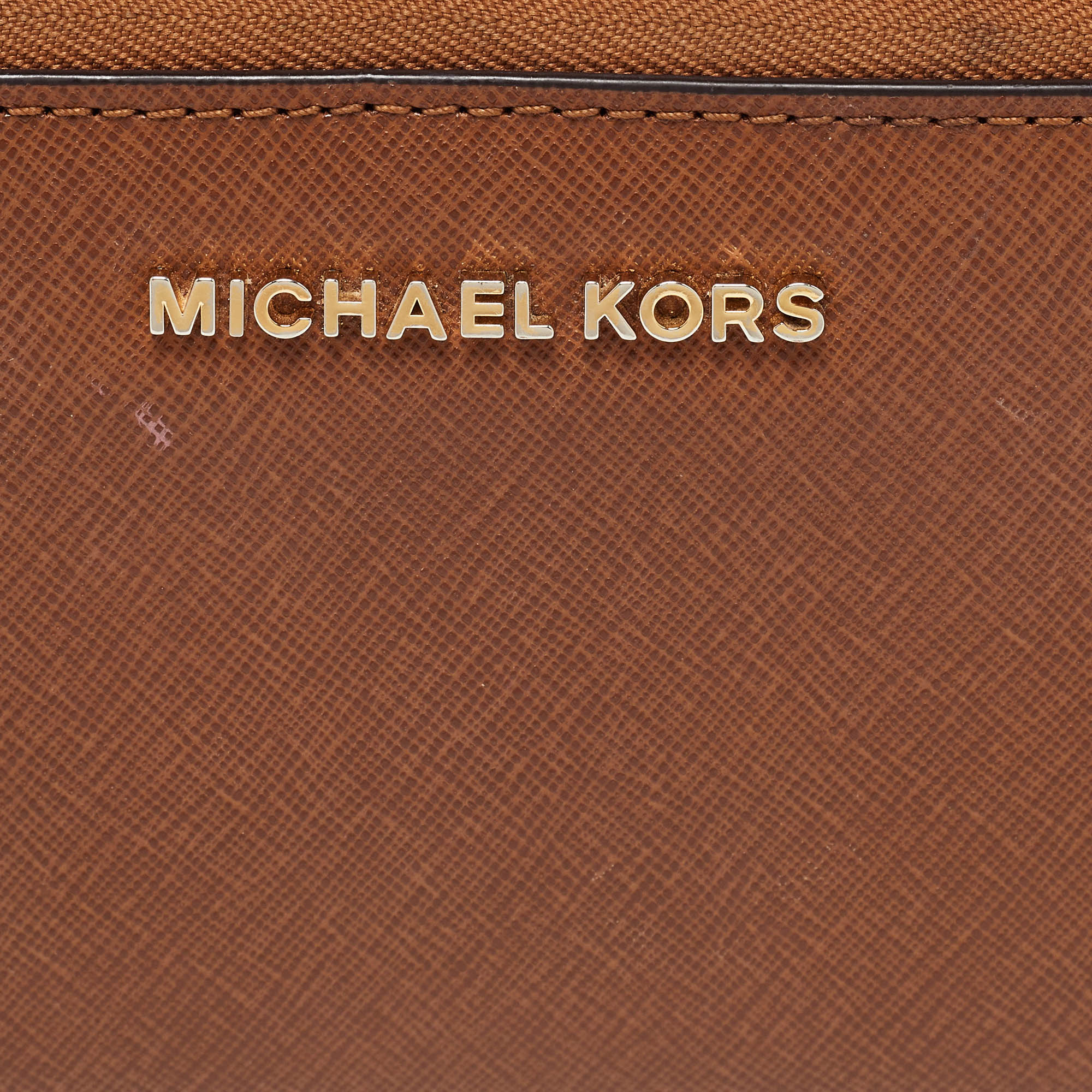 Michael Kors Brown Leather Logo Zip Around Wallet