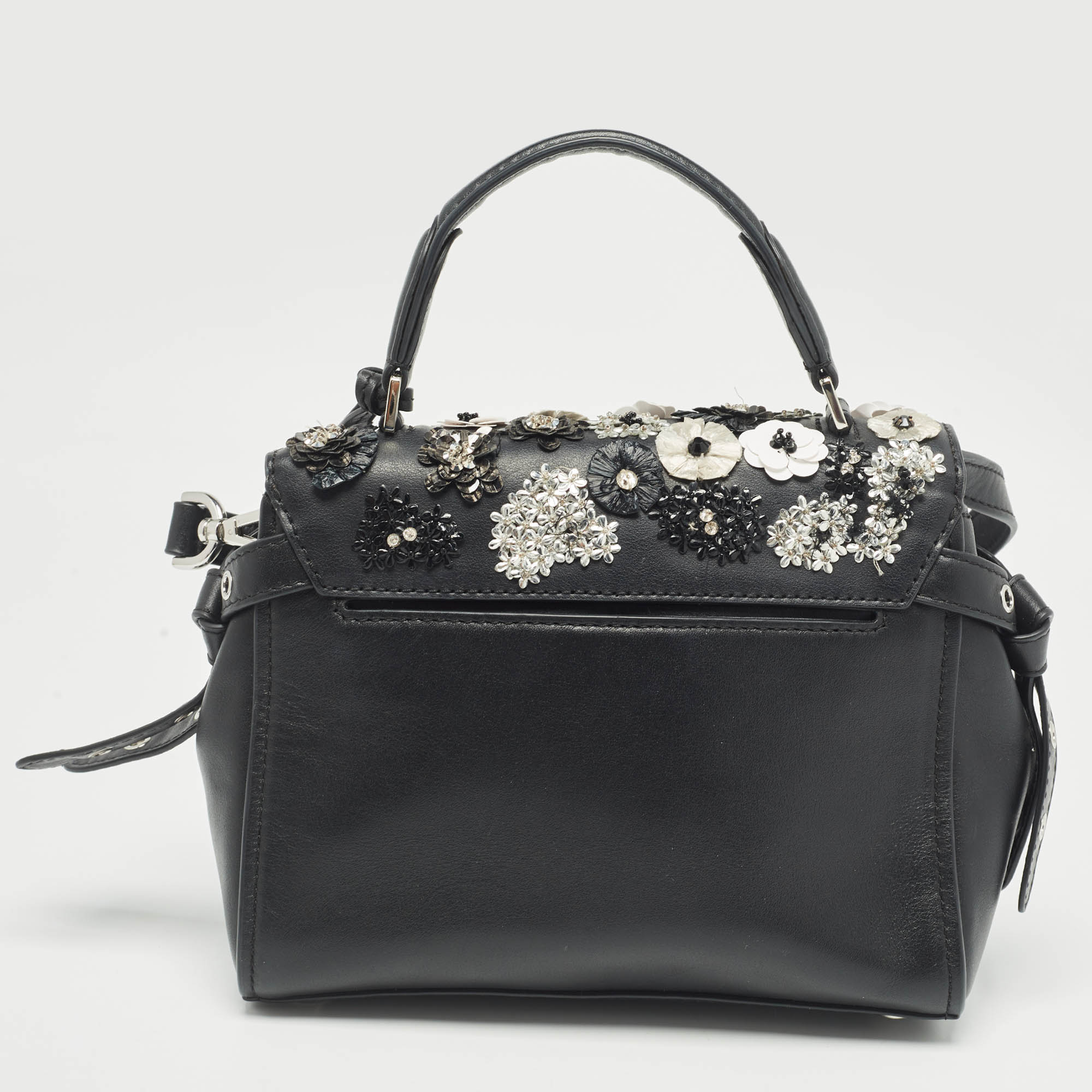 Michael Kors Black Leather Bristol Embellished Top Handle Bag