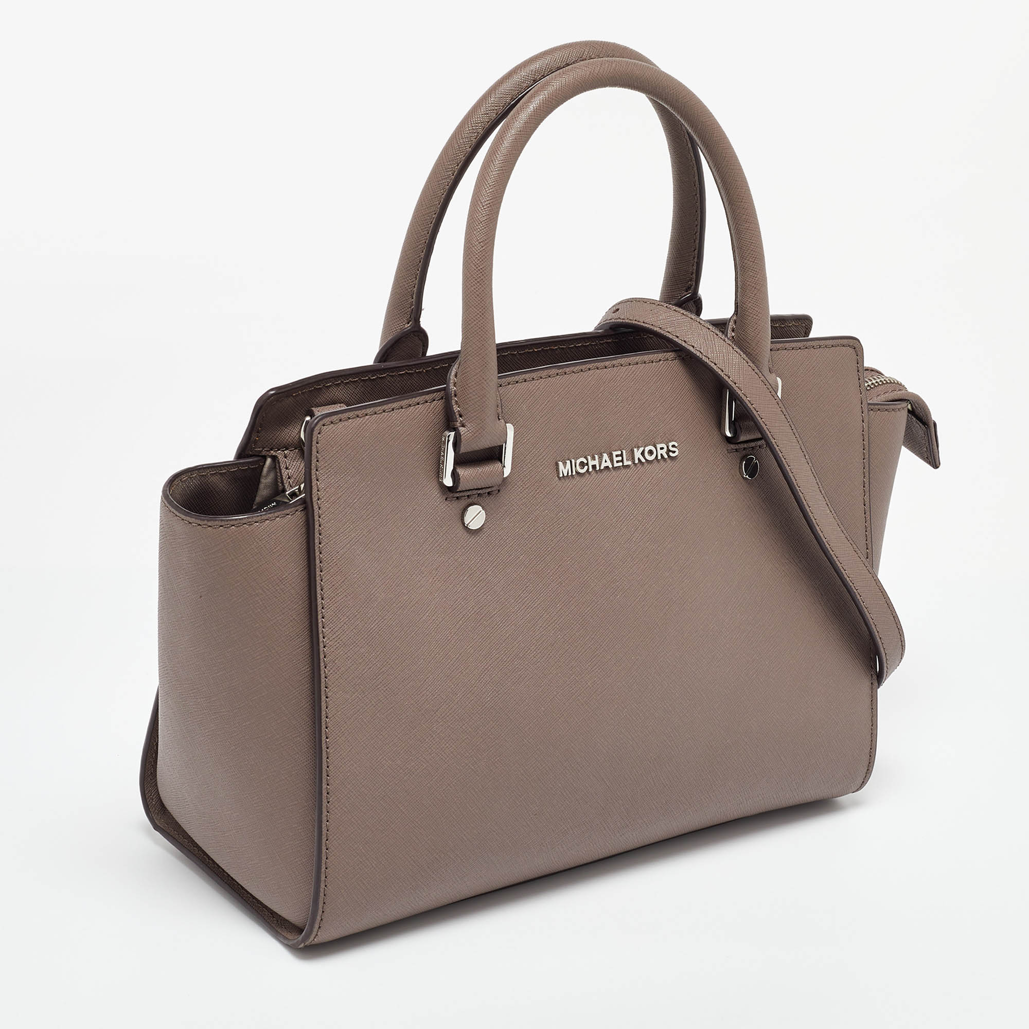 Michael Kors Dark Beige Leather Medium Selma Tote