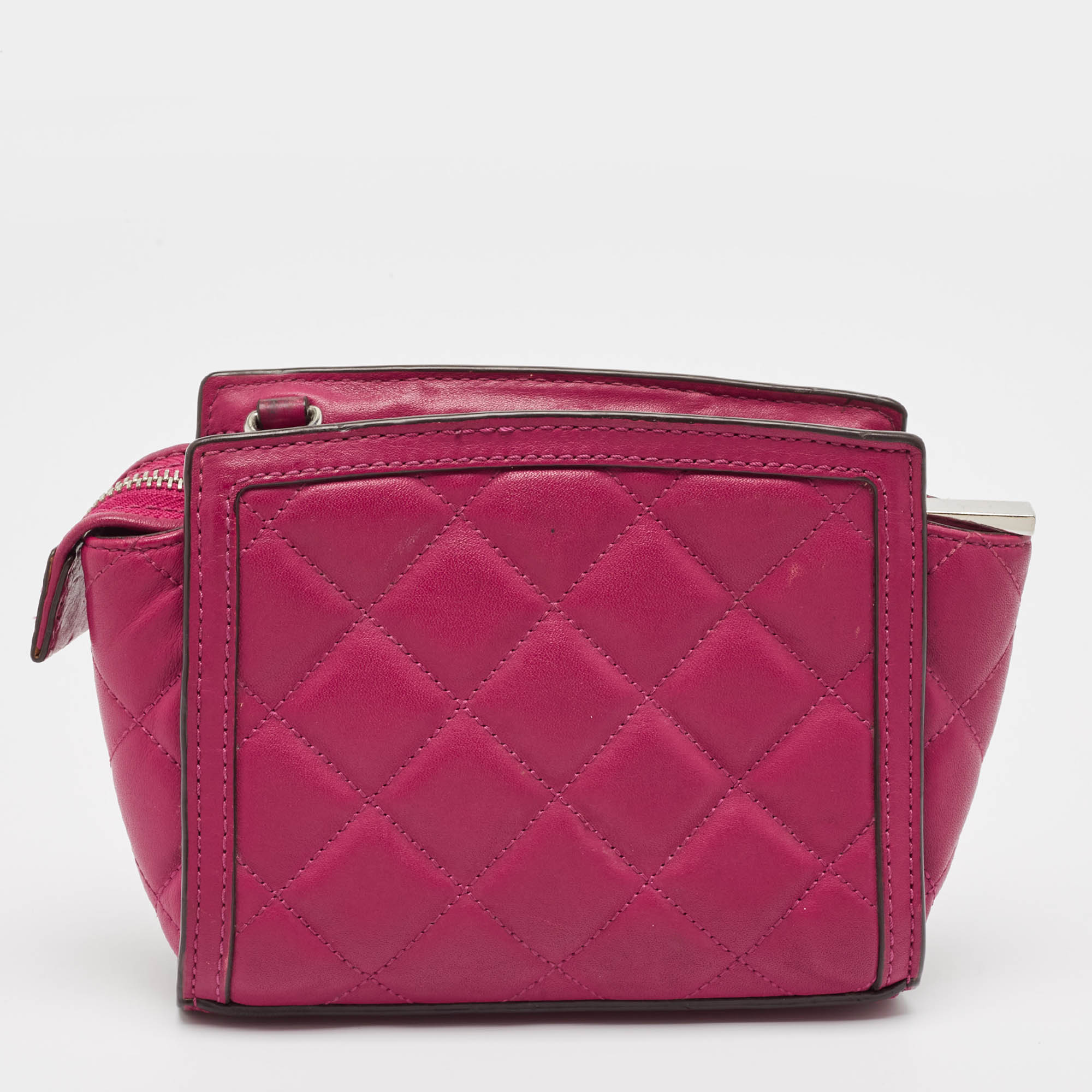 Michael Kors Fuchsia Pink Quilted Leather Micro Selma Tote