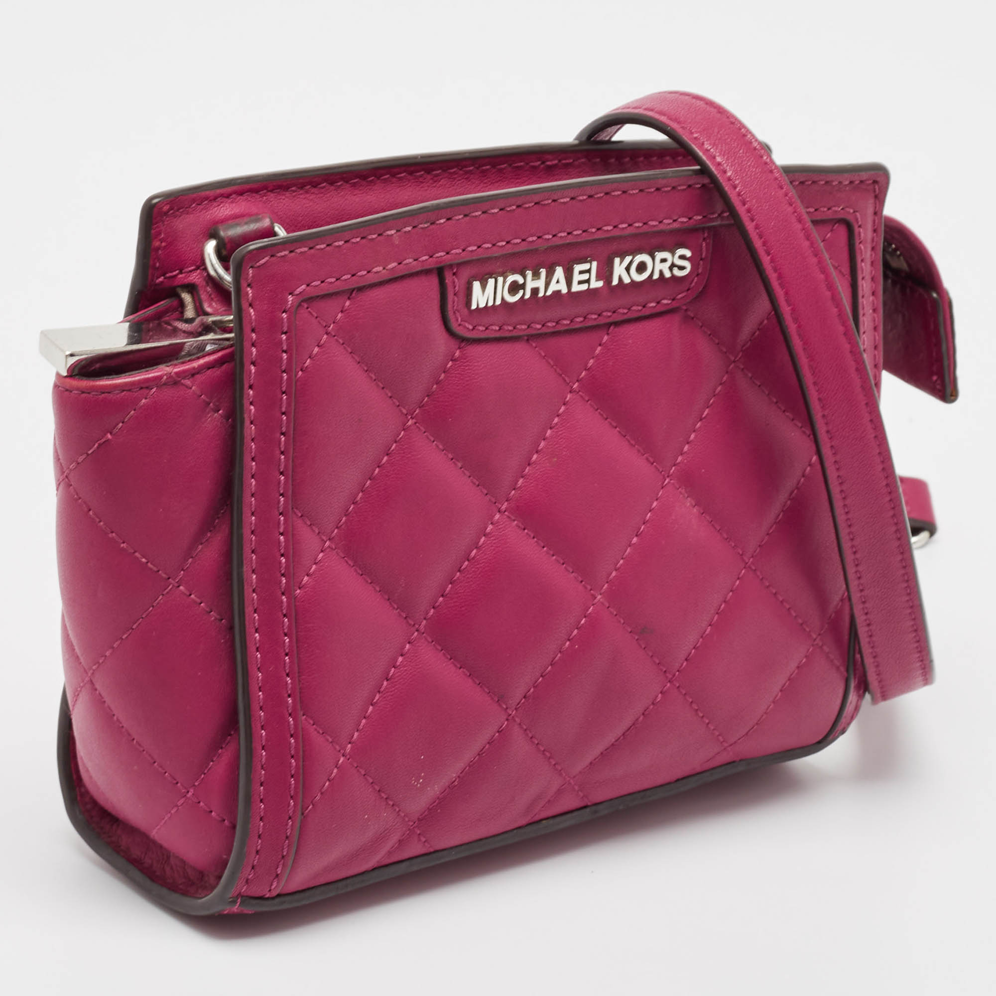 Michael Kors Fuchsia Pink Quilted Leather Micro Selma Tote