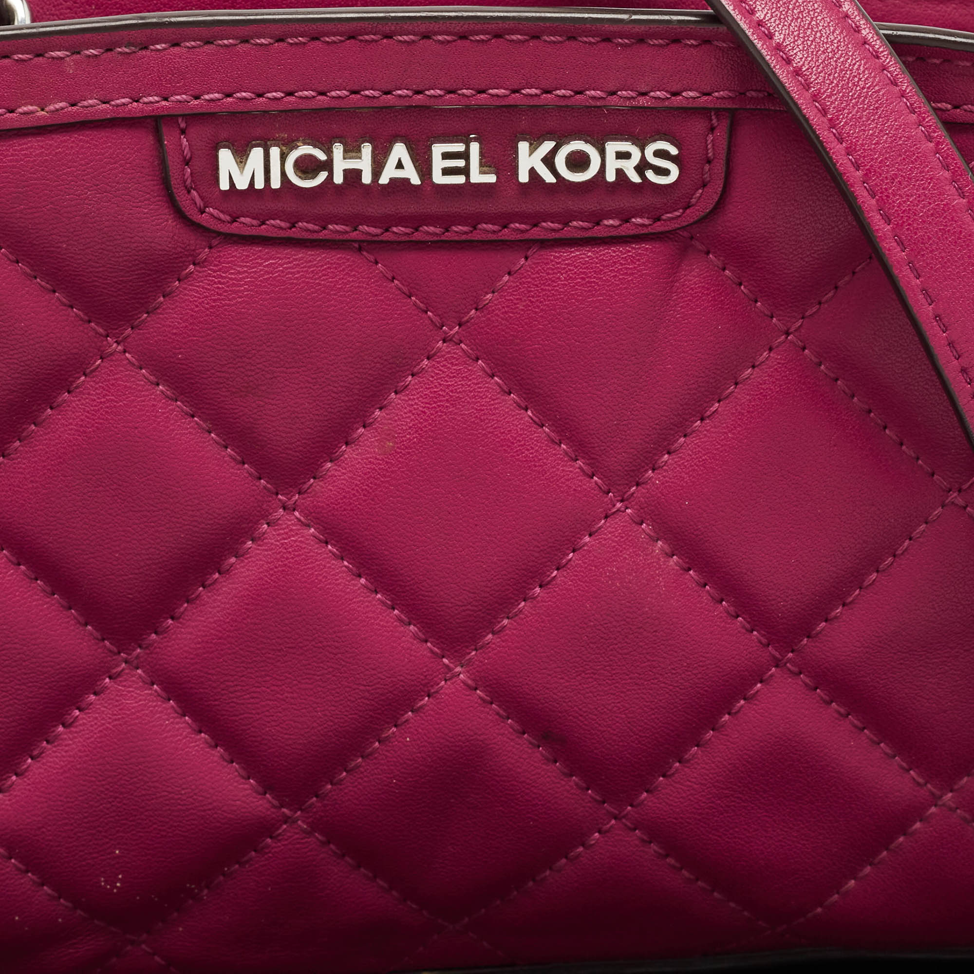 Michael Kors Fuchsia Pink Quilted Leather Micro Selma Tote