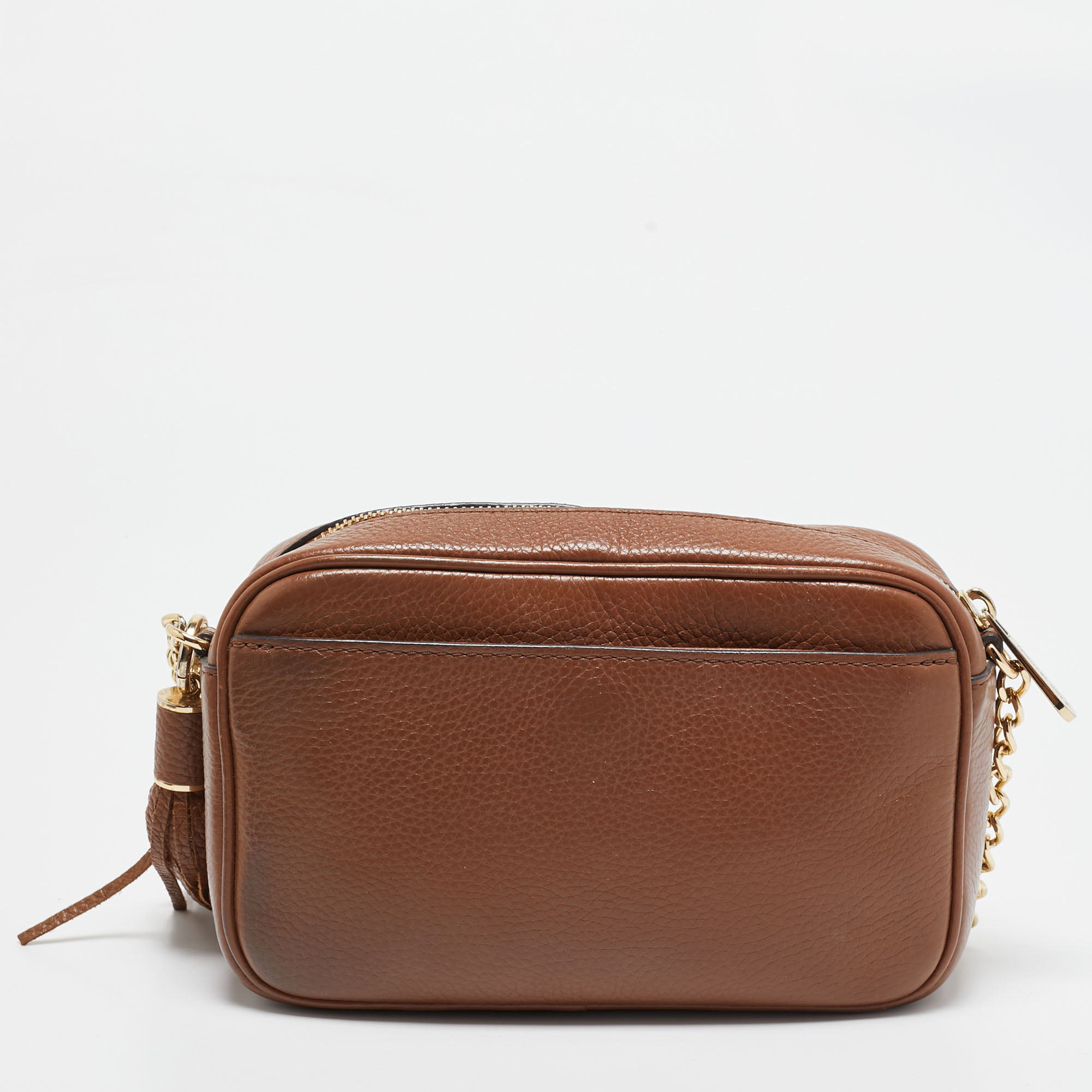 Michael Kors Brown Leather Logo Camera Crossbody Bag