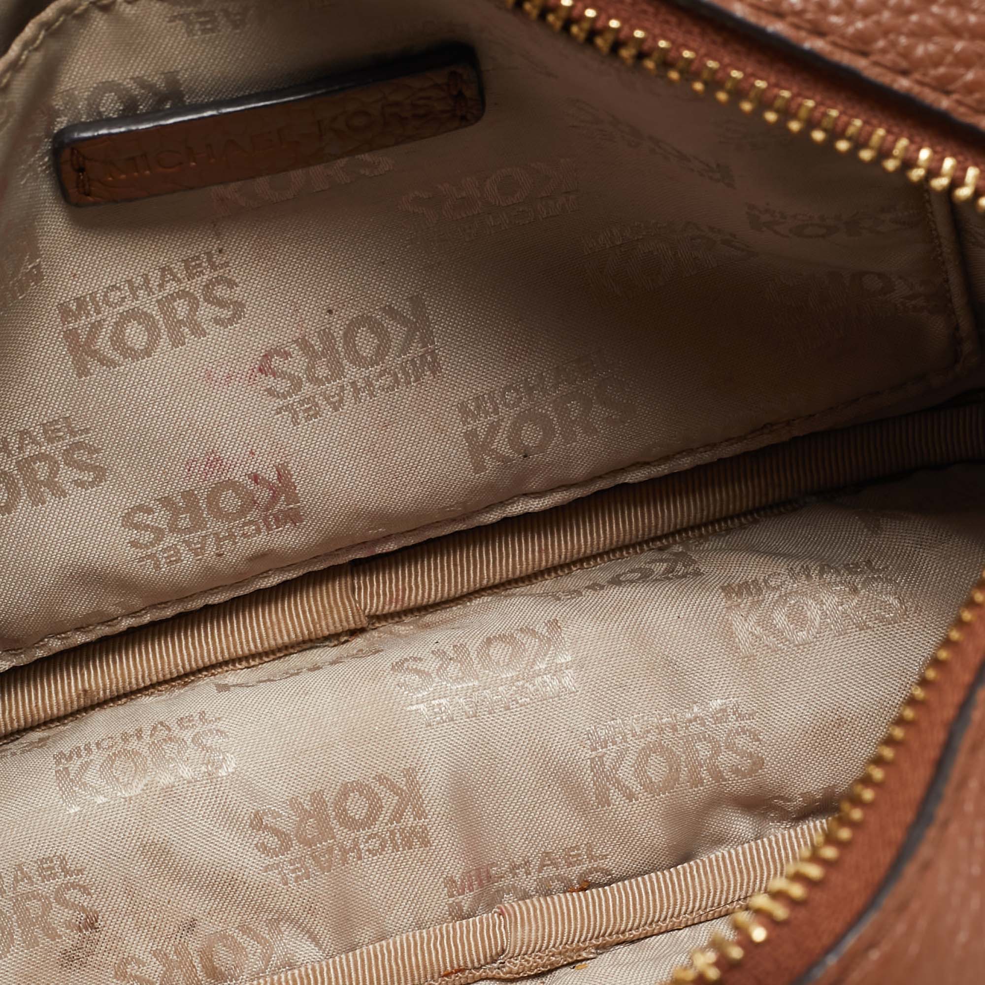 Michael Kors Brown Leather Logo Camera Crossbody Bag