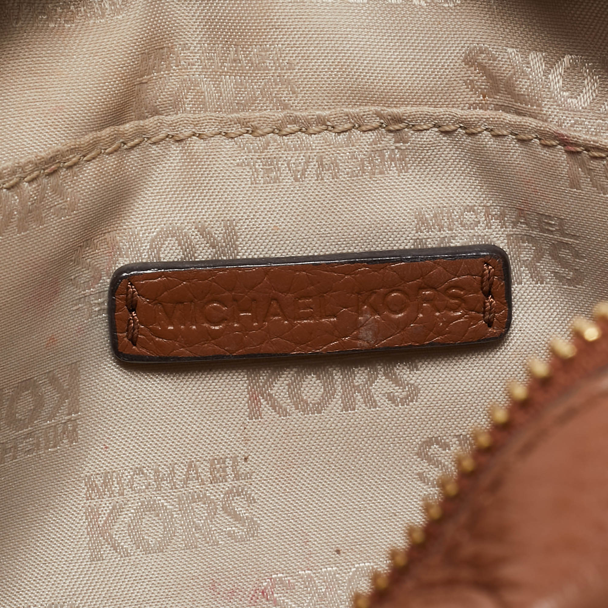 Michael Kors Brown Leather Logo Camera Crossbody Bag