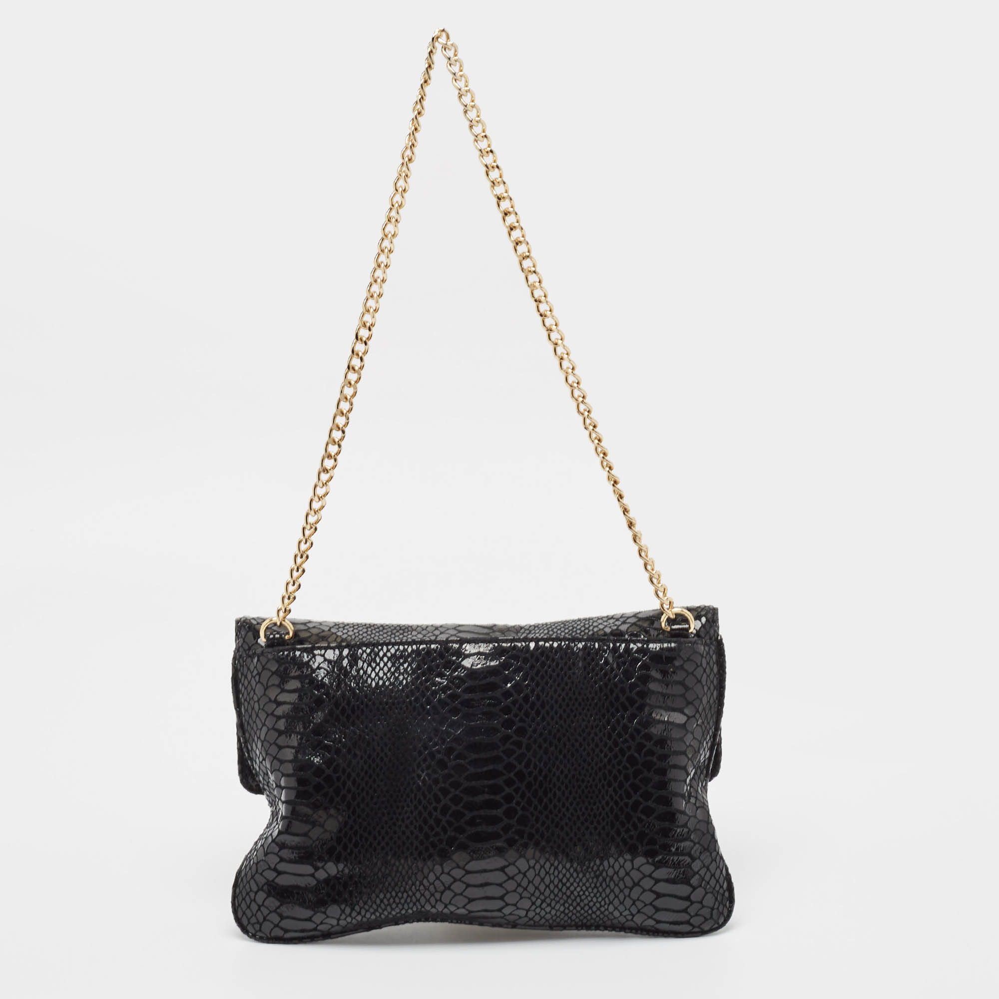 Michael Kors Black Snakeskin Embossed Leather Sloan Slim Shoulder Bag