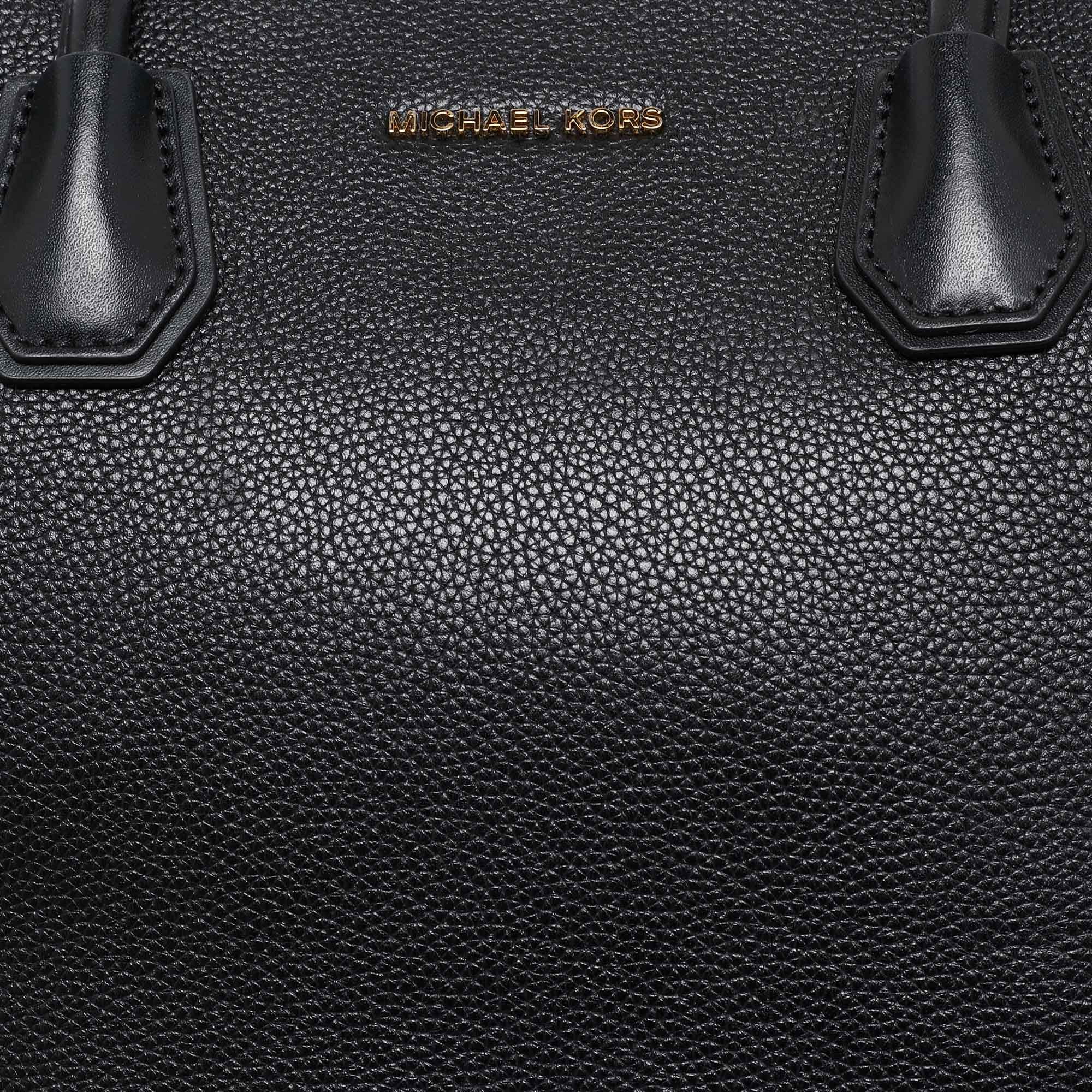 Michael Kors Black Leather Large Mercer Belted Satchel