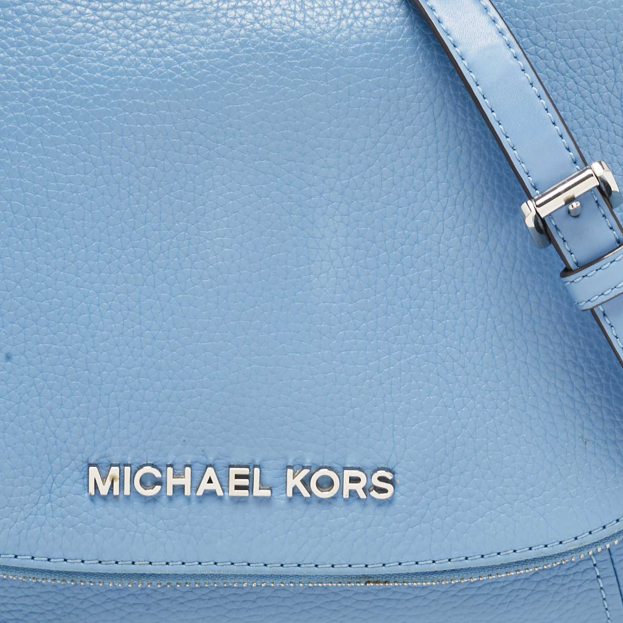 Michael Kors Light Blue Leather Medium Bedford Top Handle Bag