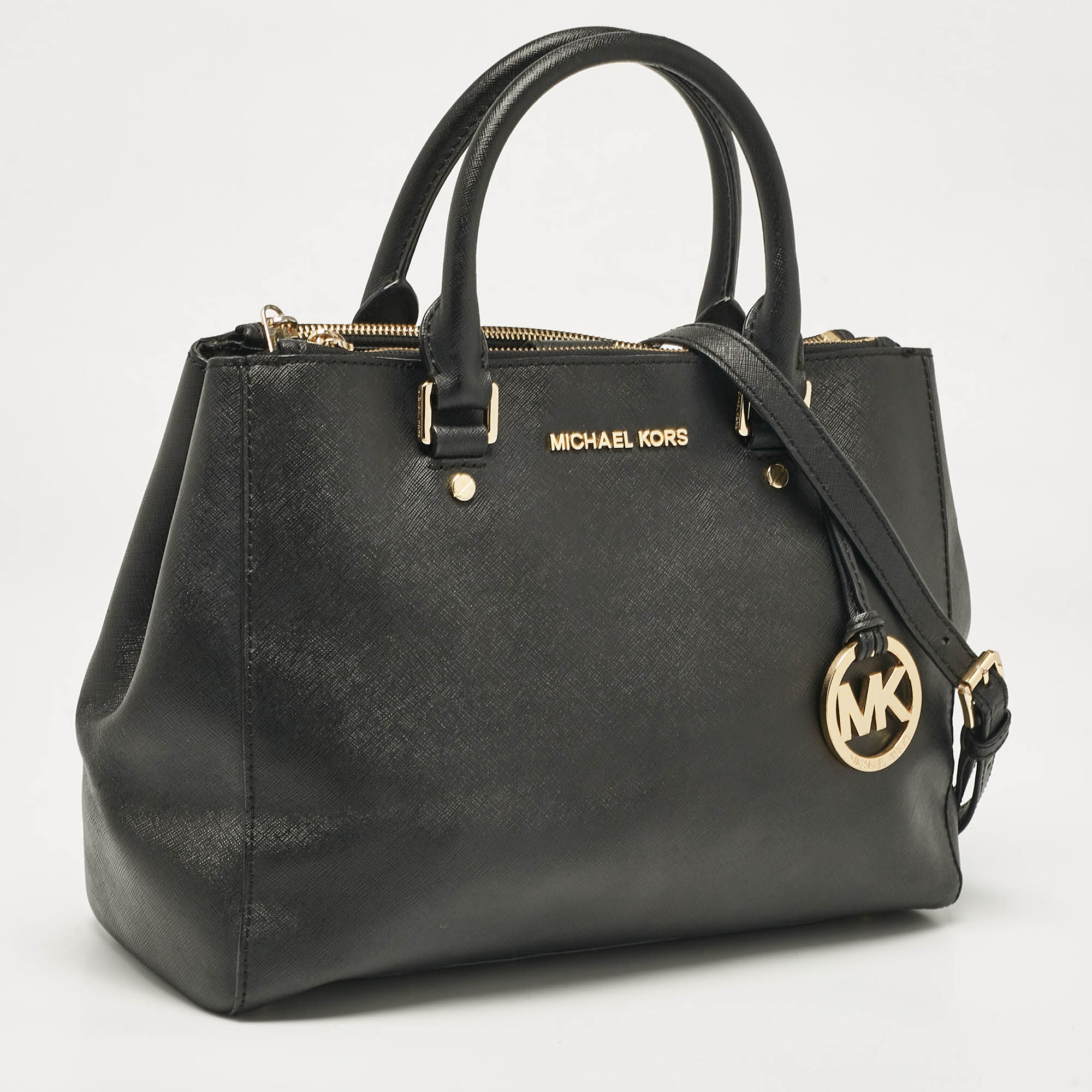 Michael Kors Black Leather Medium Sutton Tote