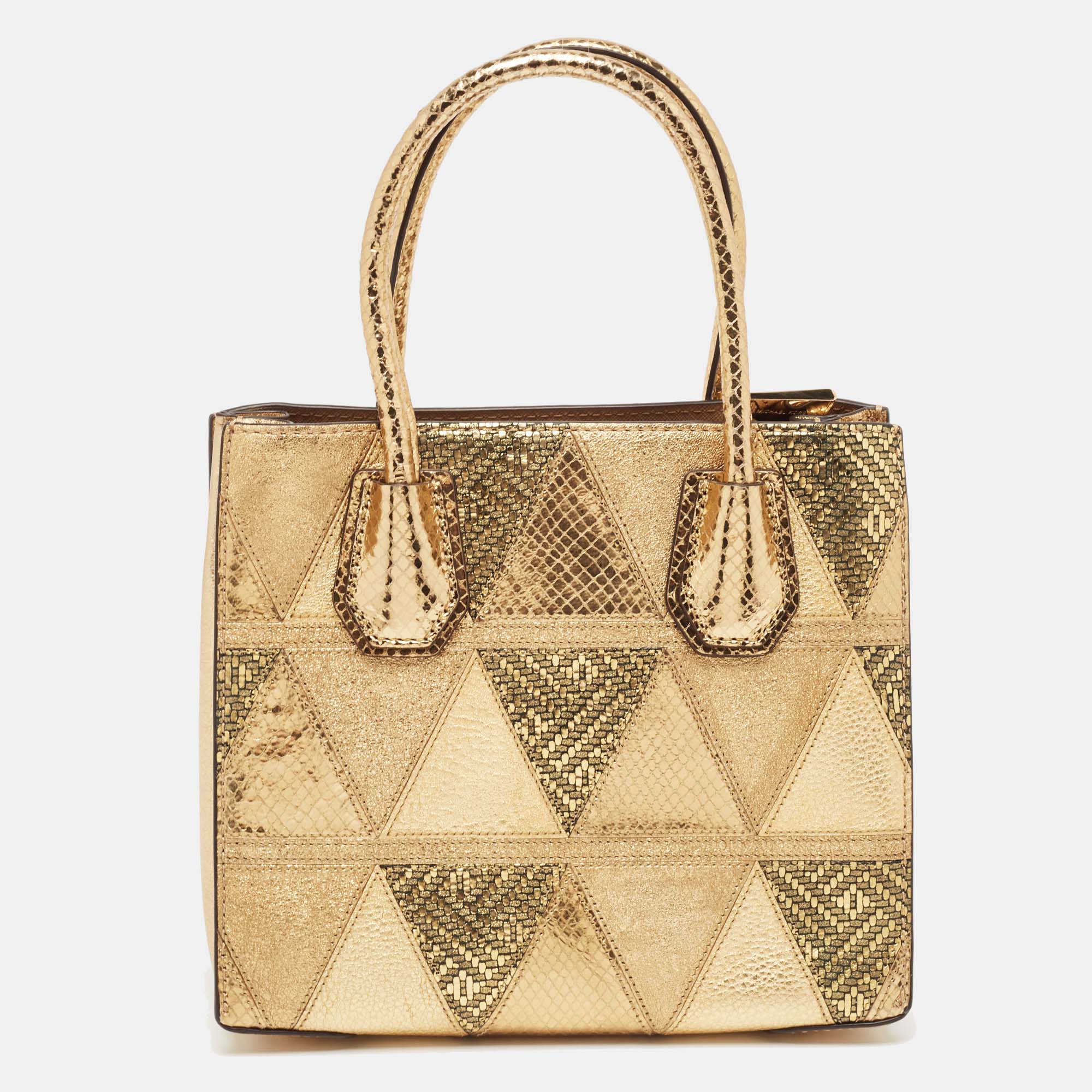 Michael Kors Gold Leather Patch Mercer Tote