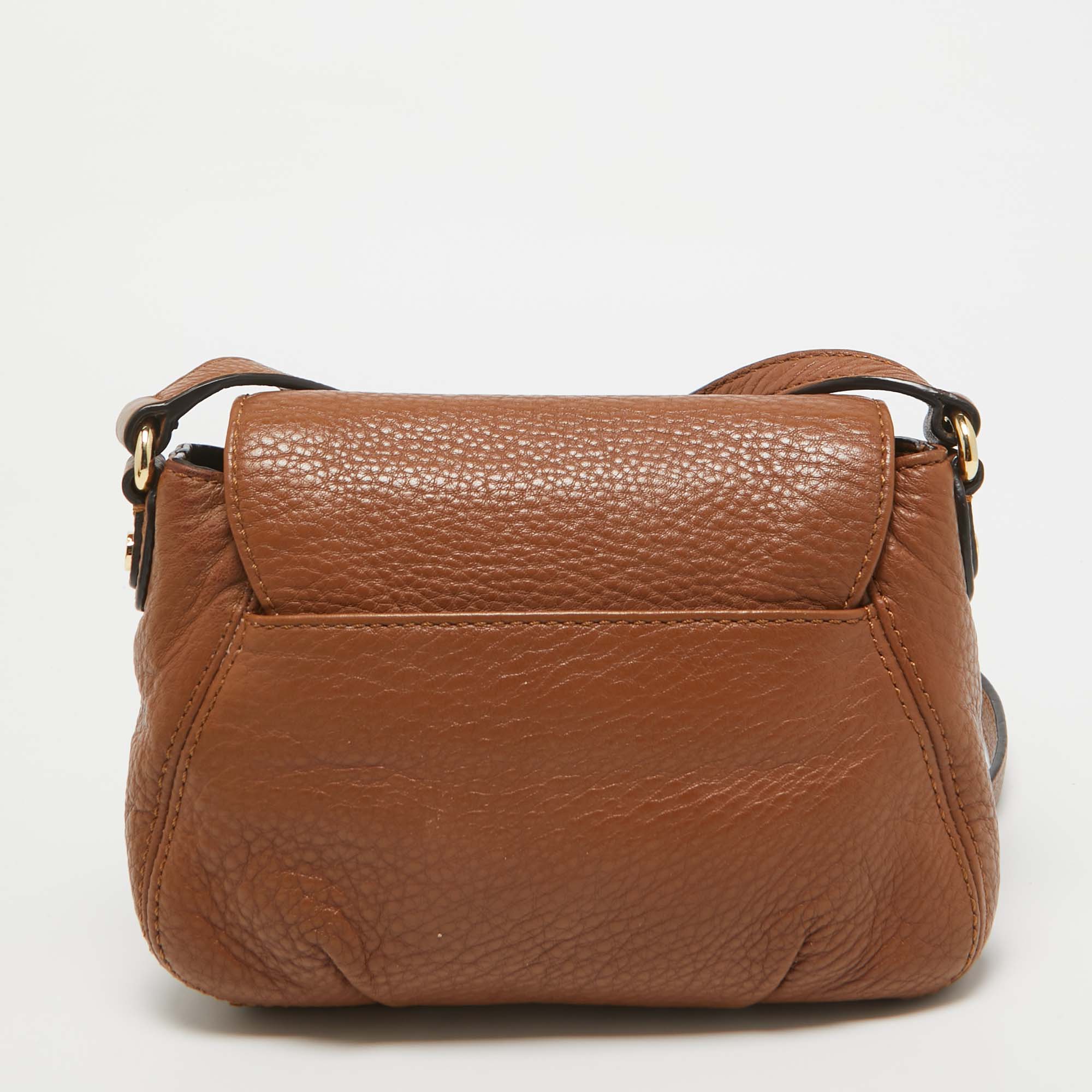 Michael Kors Brown Leather Jet Set Flap Crossbody Bag